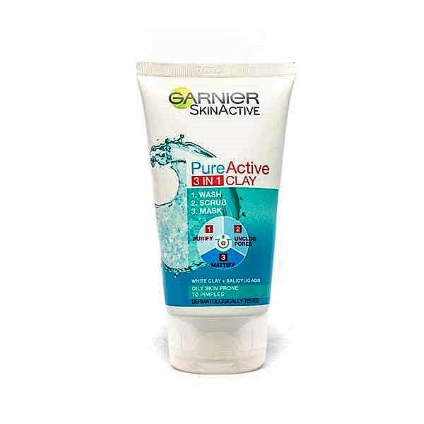 Garnier Wash, Scrub, Mask-Clay Pure Active Cleanser