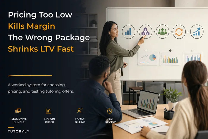 Design a tutoring pricing & packaging system: margin and LTV worked examples plus copyable package templates