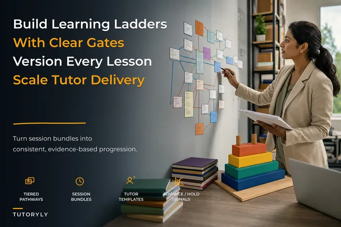 Design multi-level tutoring curricula: progression gates, tiered learning ladders and versioning rules
