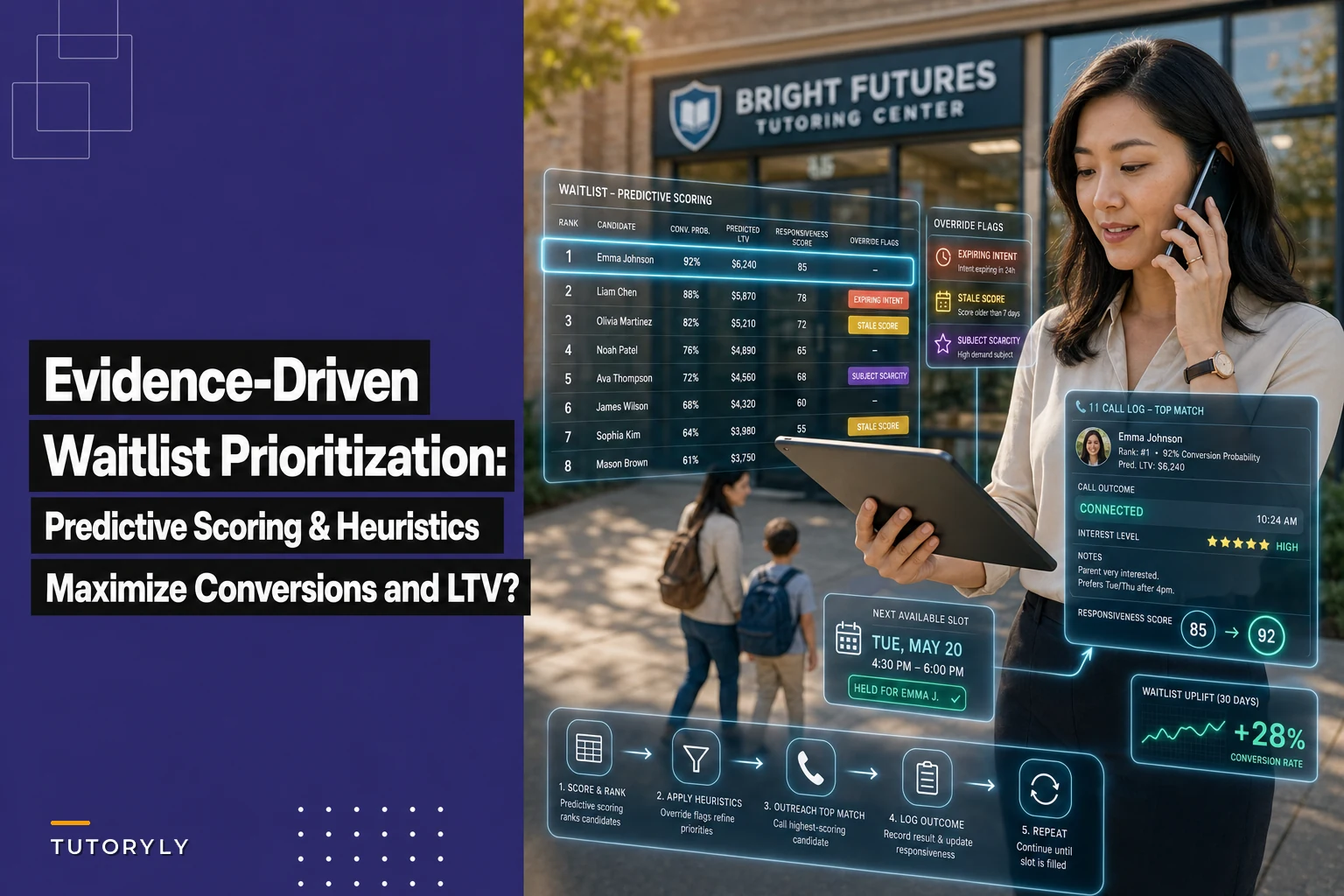 Evidence-driven waitlist prioritization for tutoring centers