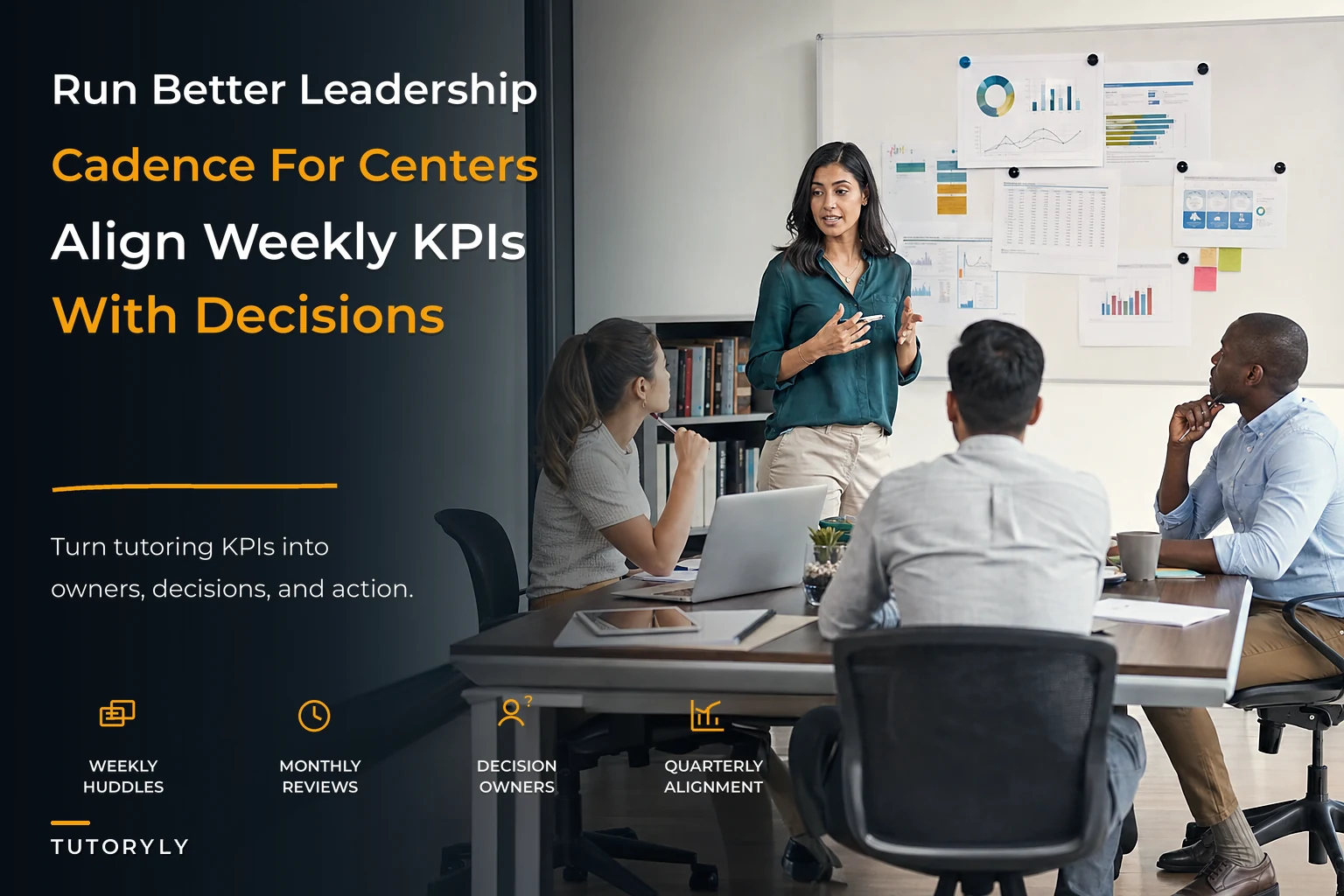 Leadership operating cadence for tutoring centers that aligns KPIs