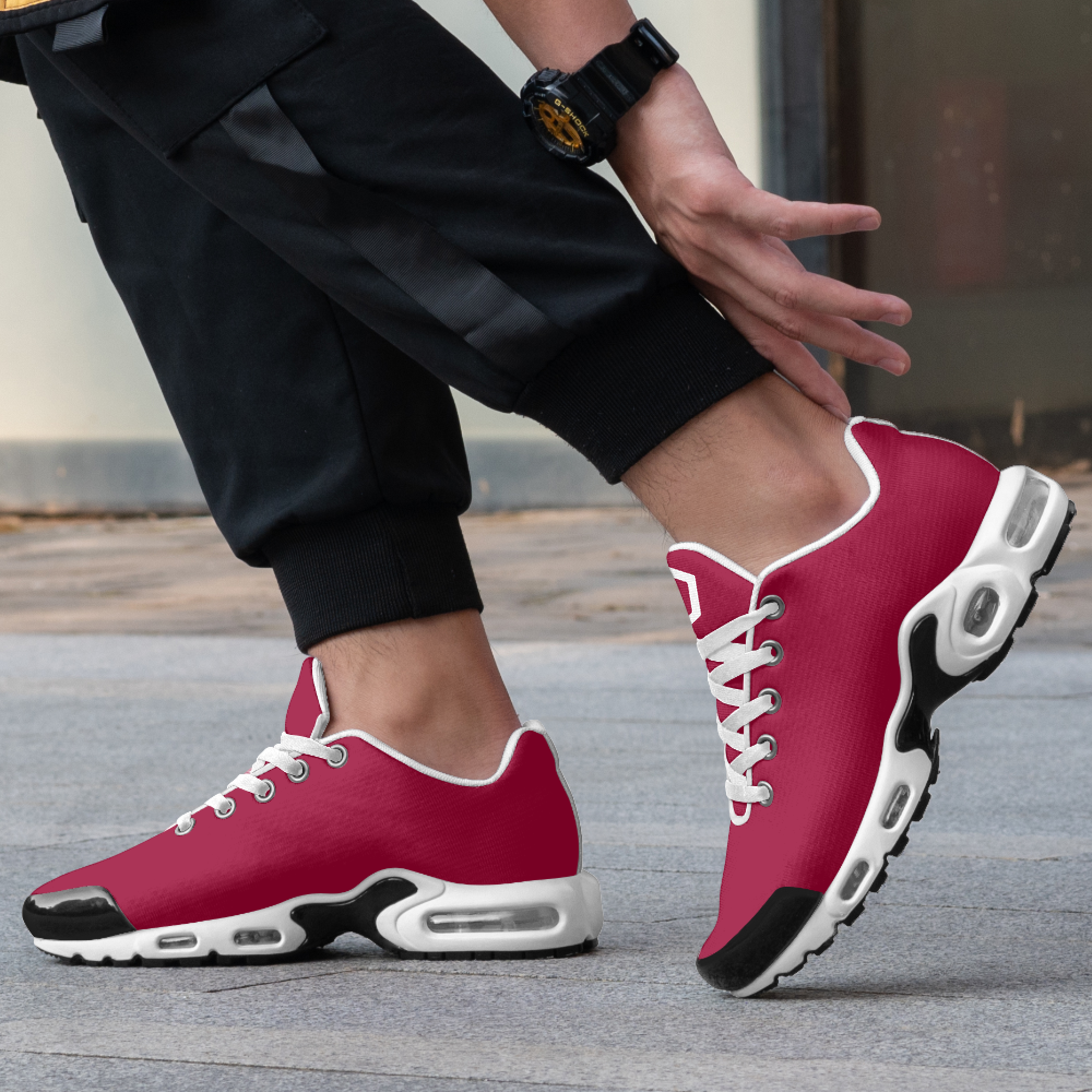 Kicxs Men's Bounce Mesh Knit Sneakers - Burgundy
