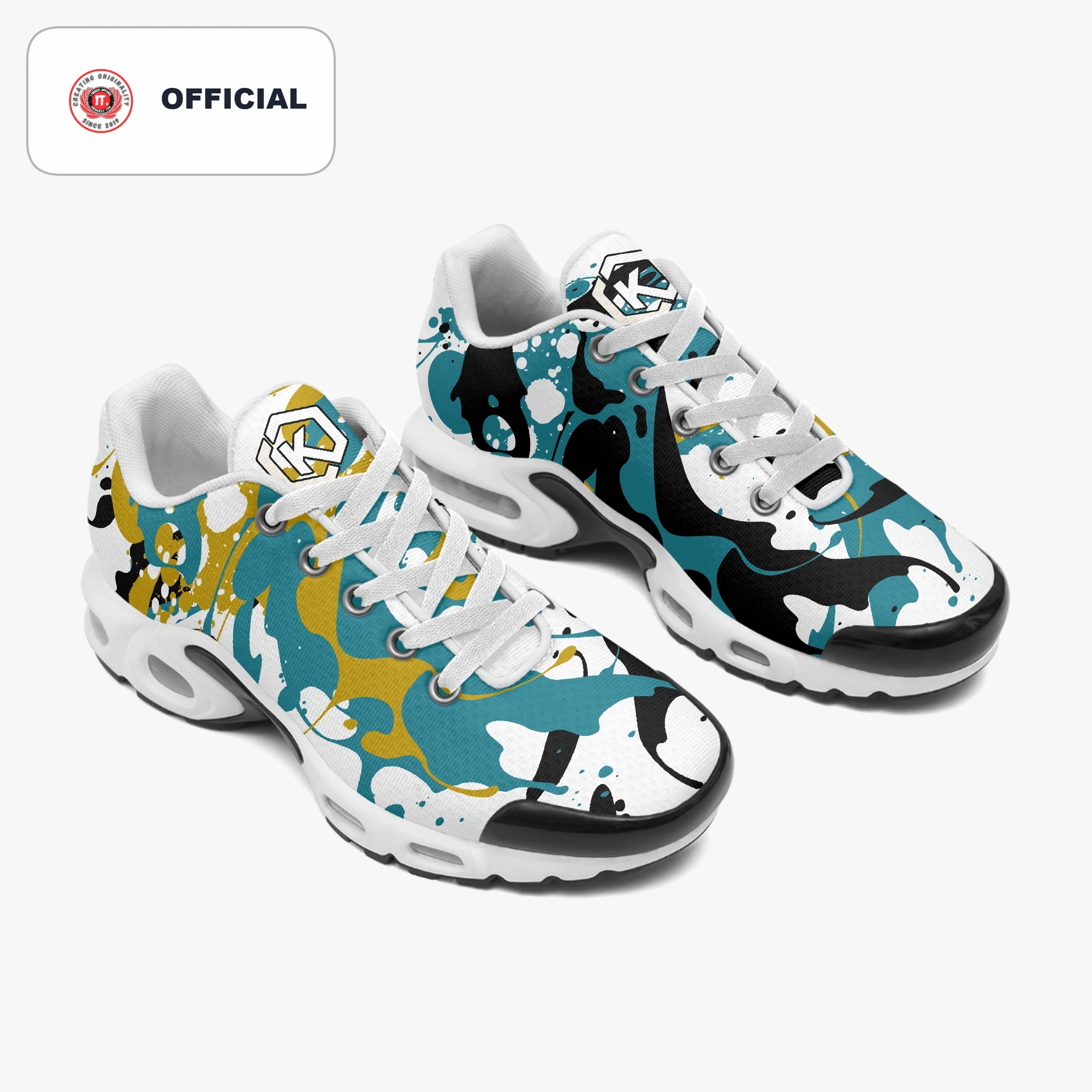 Kicxs Men's Bounce Mesh Knit Sneakers - Teal/Black/Gold 4