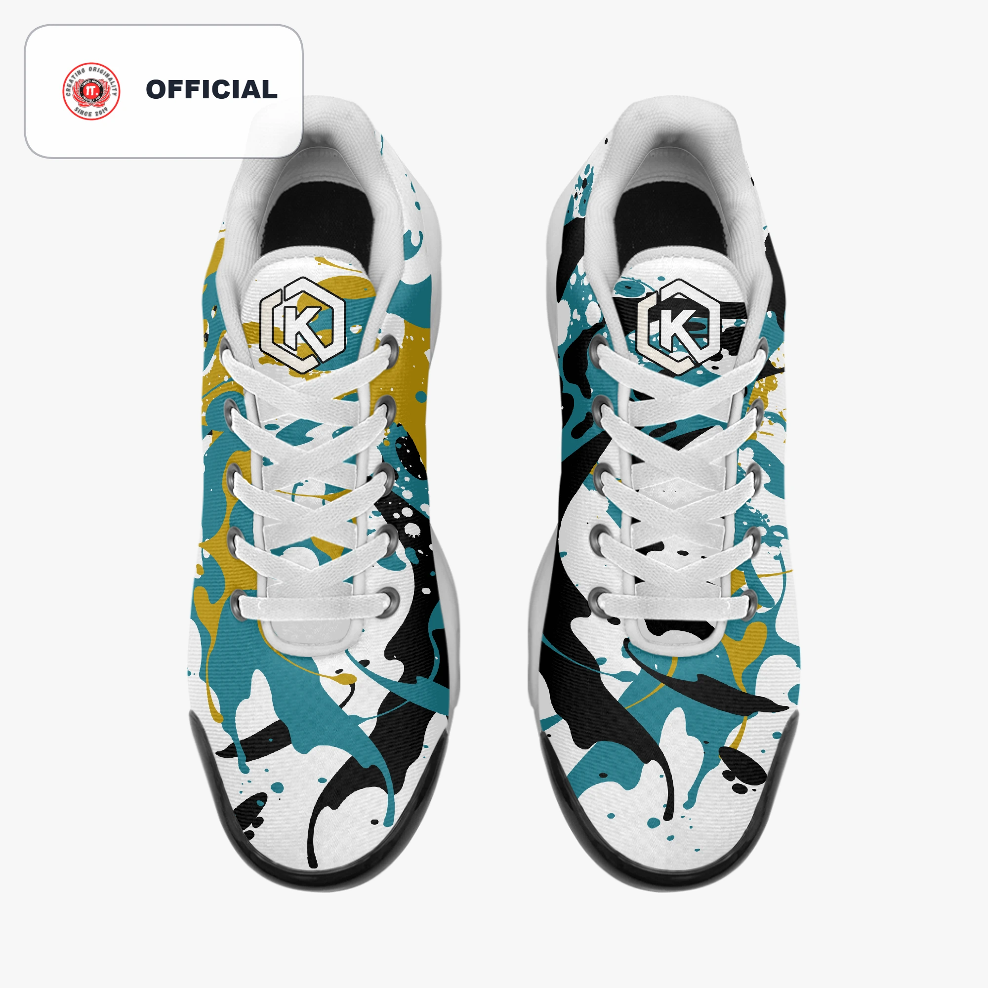 Kicxs Men's Bounce Mesh Knit Sneakers - Teal/Black/Gold 5