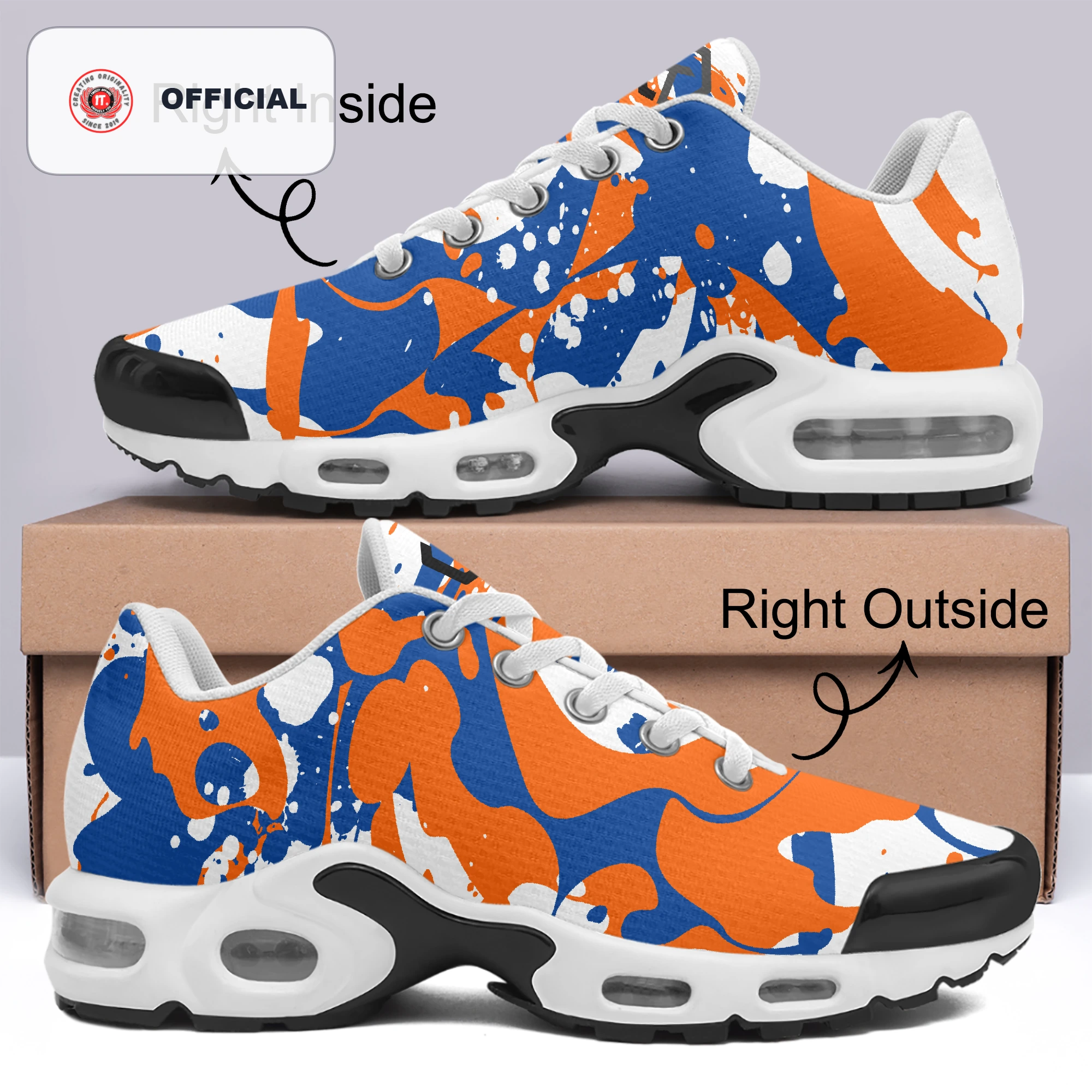 Kicxs Men's Bounce Mesh Knit Sneakers - Blue/Orange/White 3
