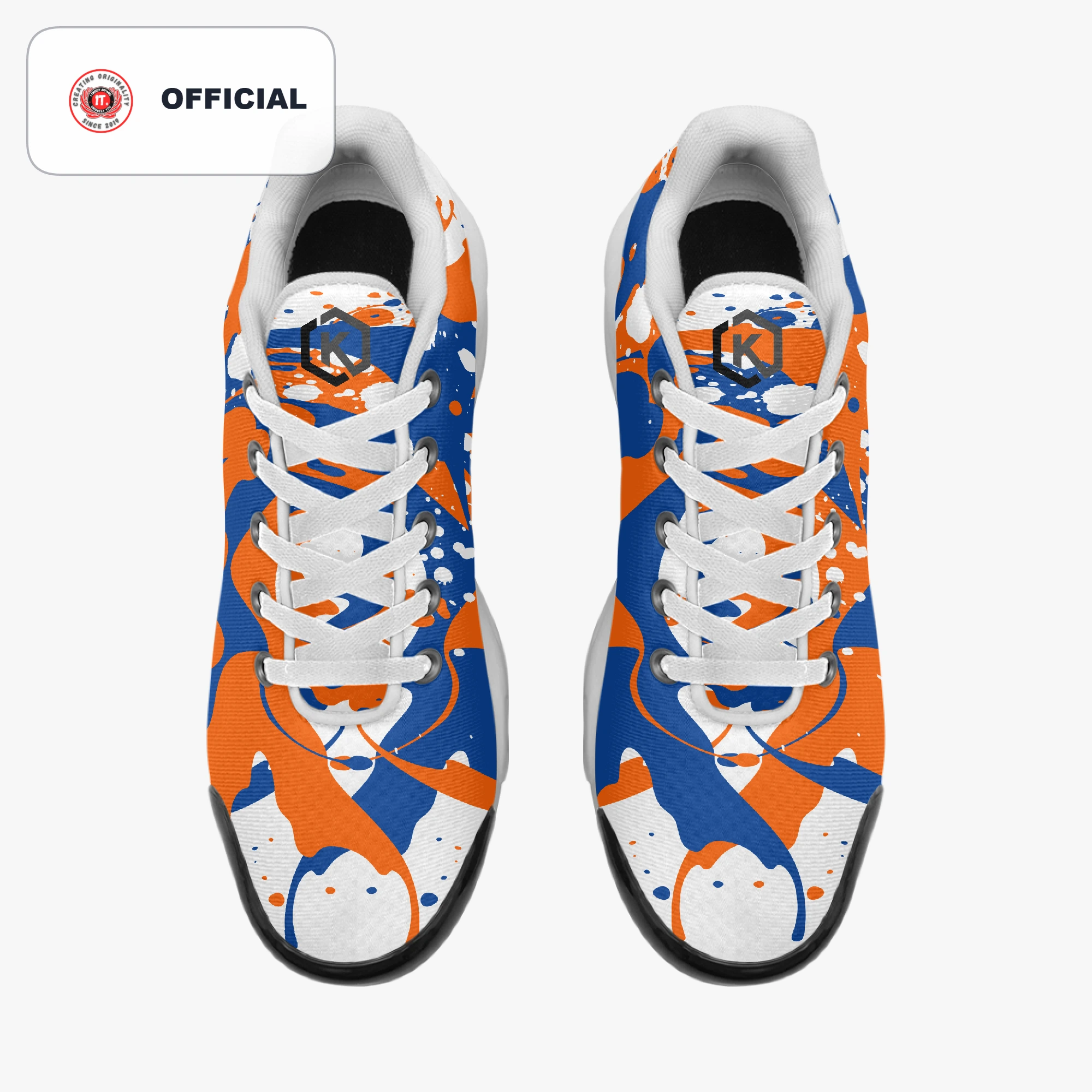 Kicxs Men's Bounce Mesh Knit Sneakers - Blue/Orange/White 4
