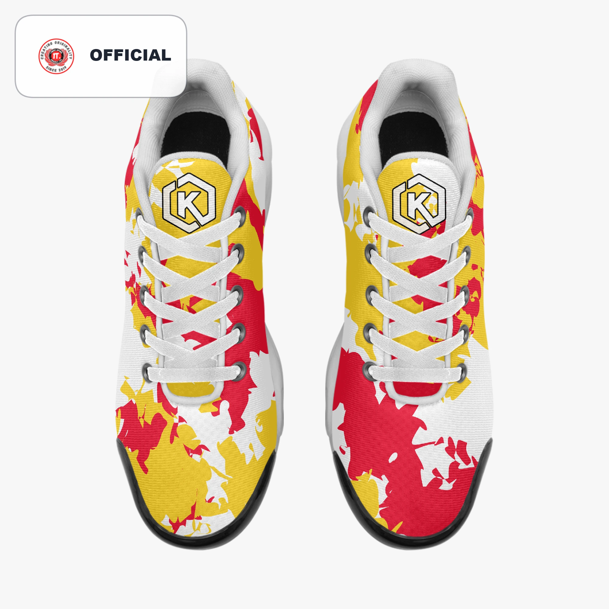 Kicxs Men's Bounce Mesh Knit Sneakers - Red/Yellow Camo 3