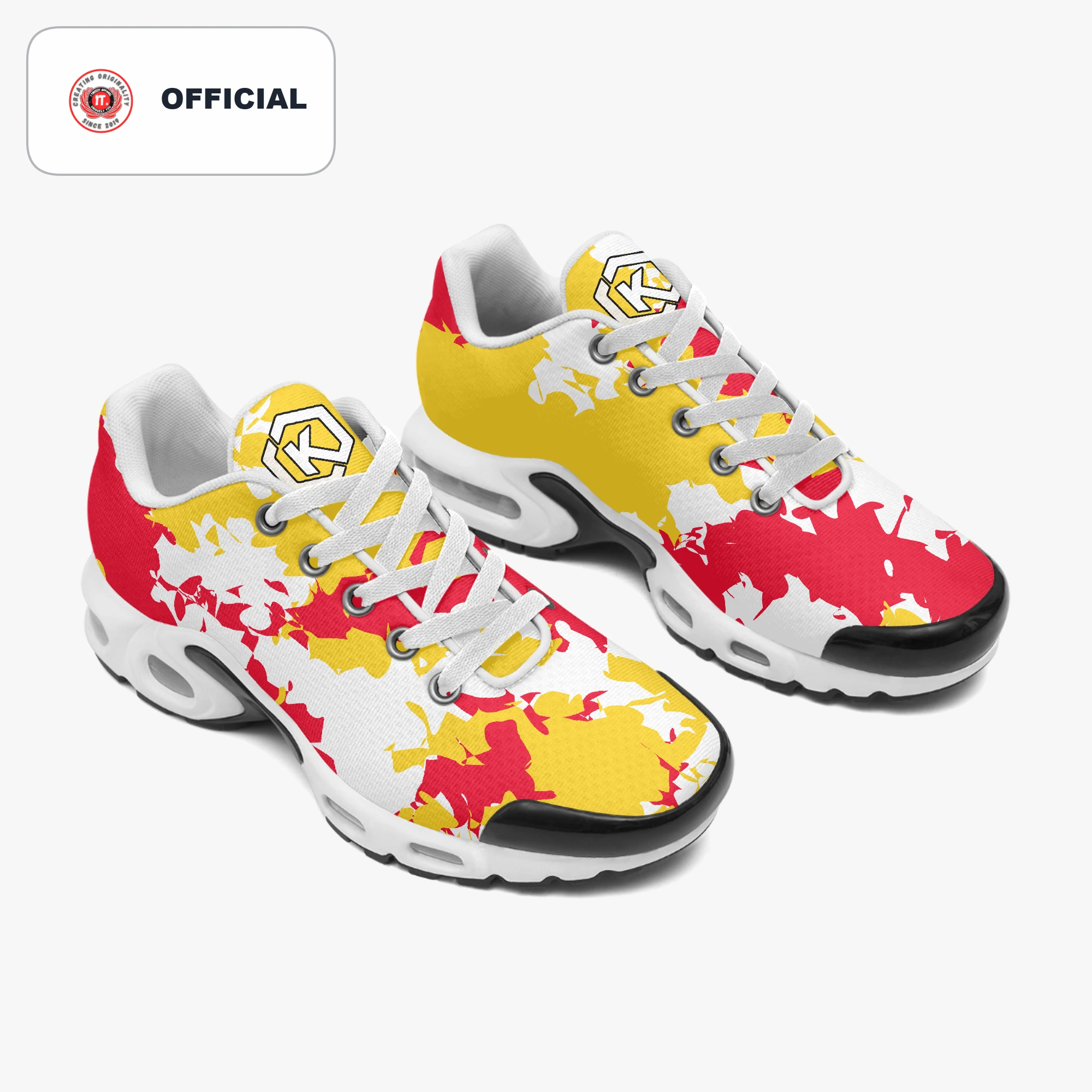 Kicxs Men's Bounce Mesh Knit Sneakers - Red/Yellow Camo 4