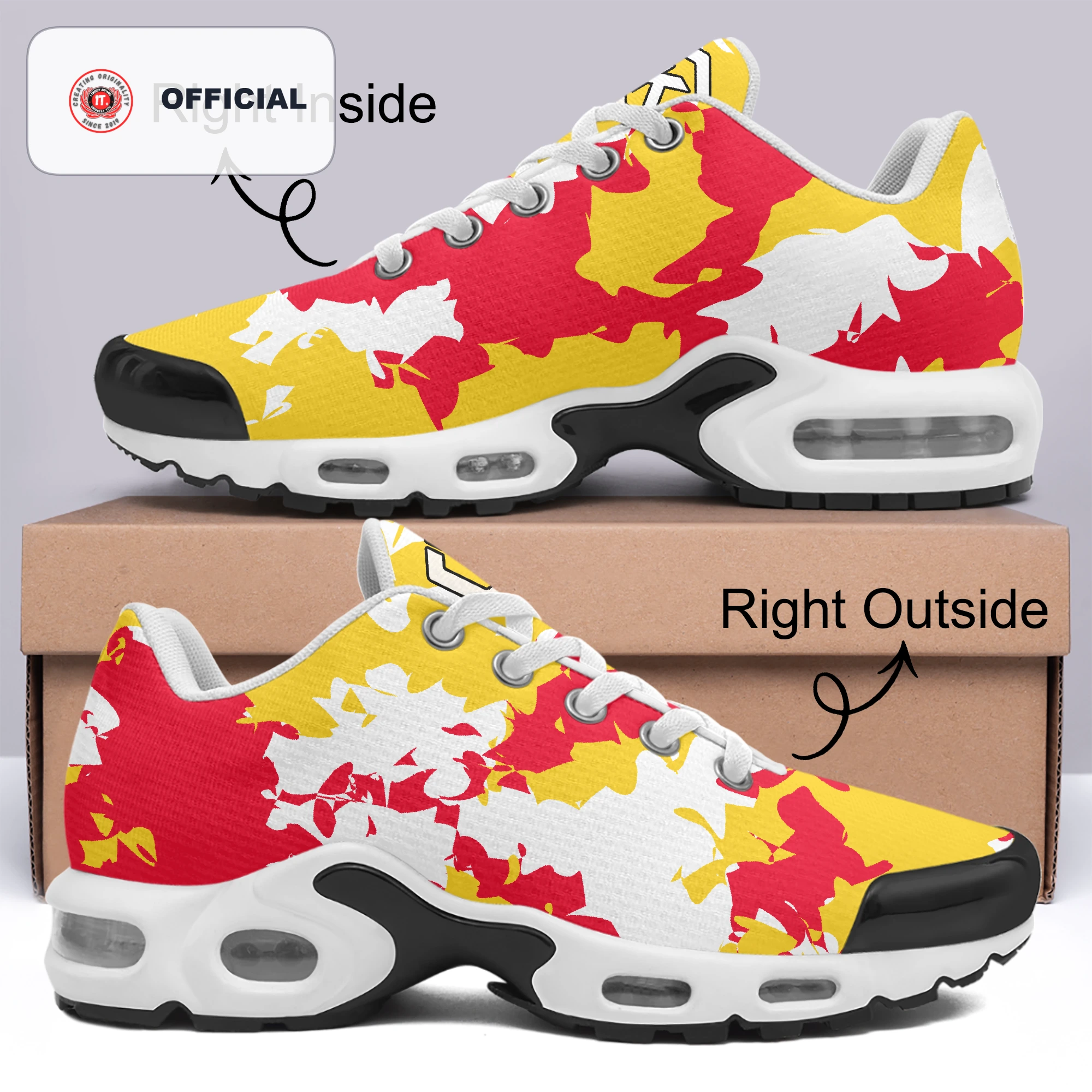 Kicxs Men's Bounce Mesh Knit Sneakers - Red/Yellow Camo 5