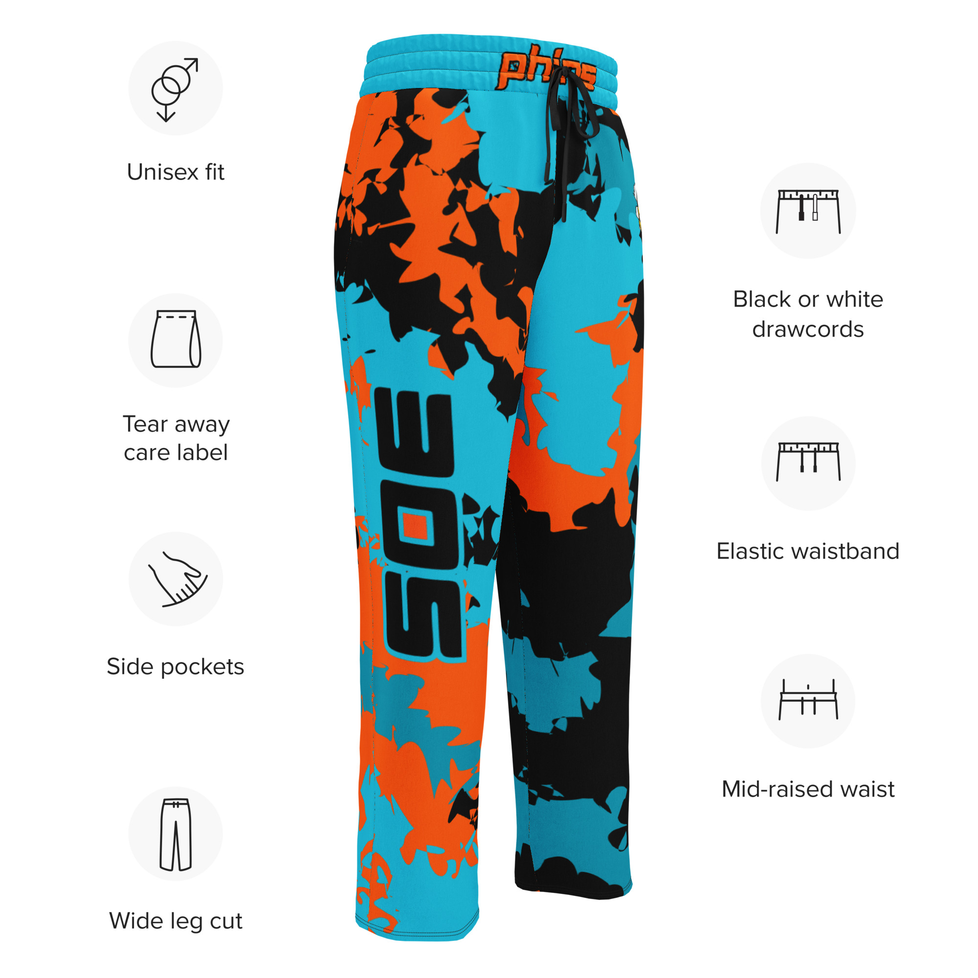 Phins 305 Wide-leg joggers - Aqua/Orange/Black 2