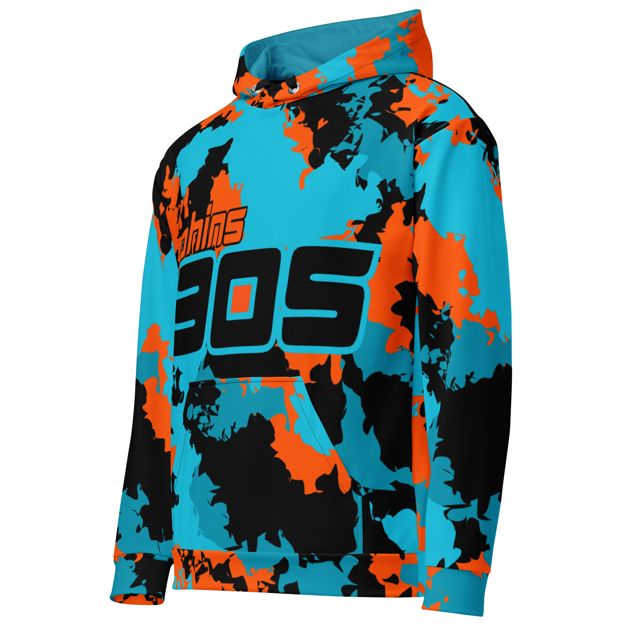 Phins 305 Unisex Hoodie - Aqua/Orange/Black