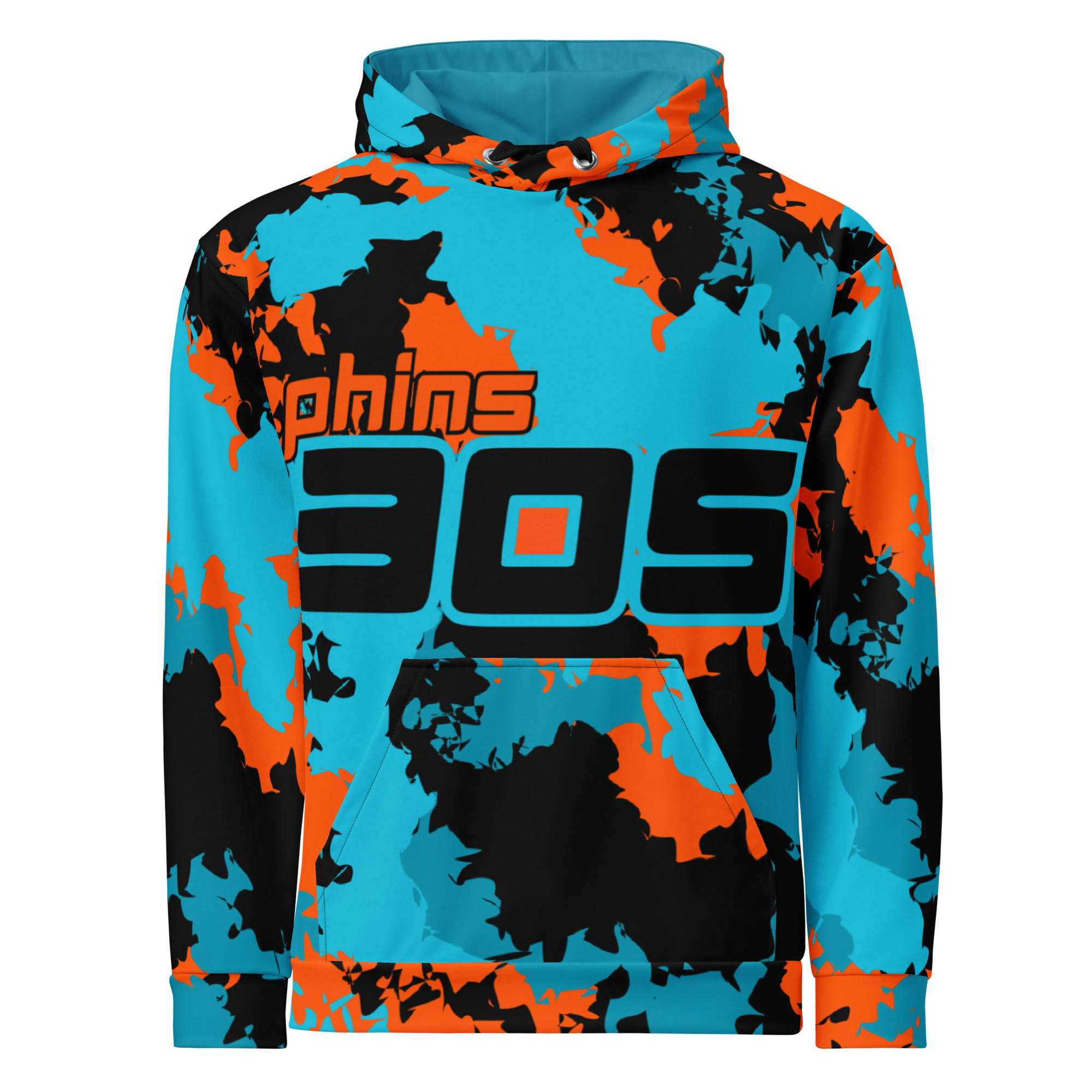 Phins 305 Unisex Hoodie - Aqua/Orange/Black 2