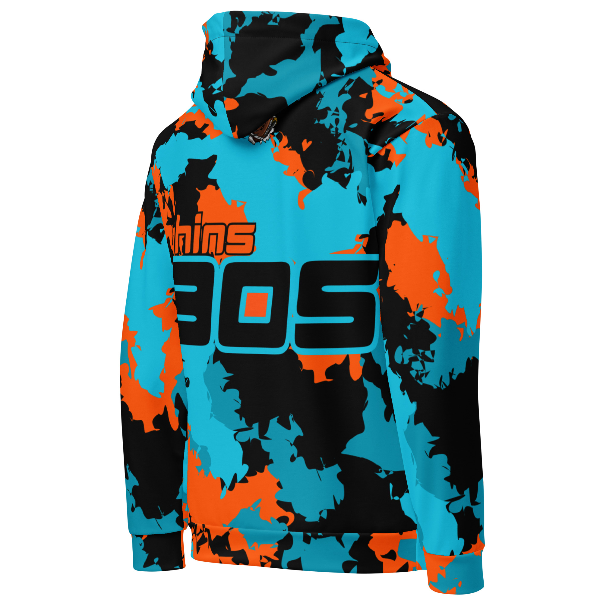 Phins 305 Unisex Hoodie - Aqua/Orange/Black 3