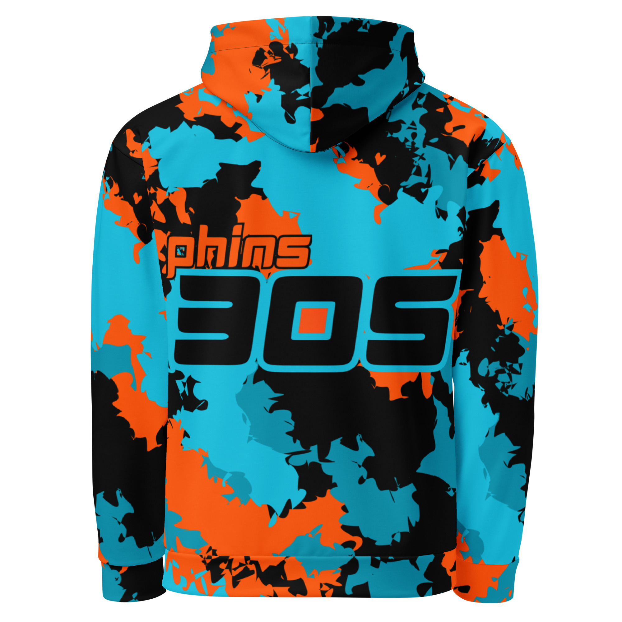 Phins 305 Unisex Hoodie - Aqua/Orange/Black 4