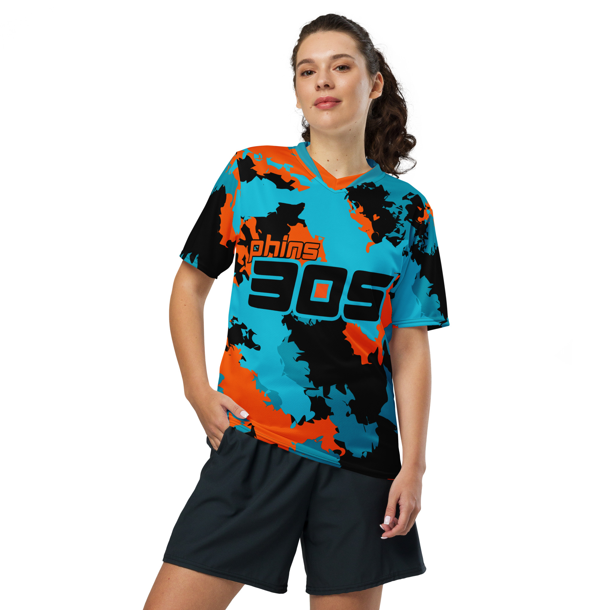 Phins 305 unisex sports jersey - Aqua/Orange/Black