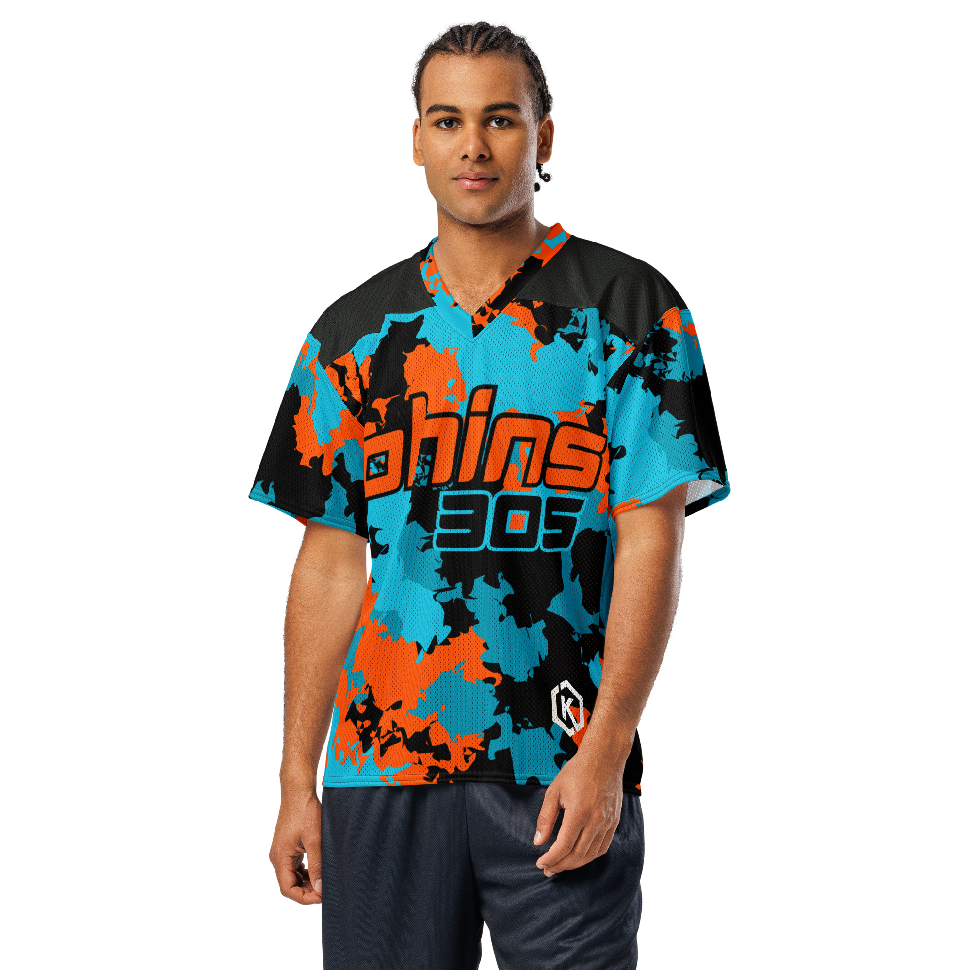 Kicxs Phins 305 Football Jersey - Aqua/Orange/Black 2