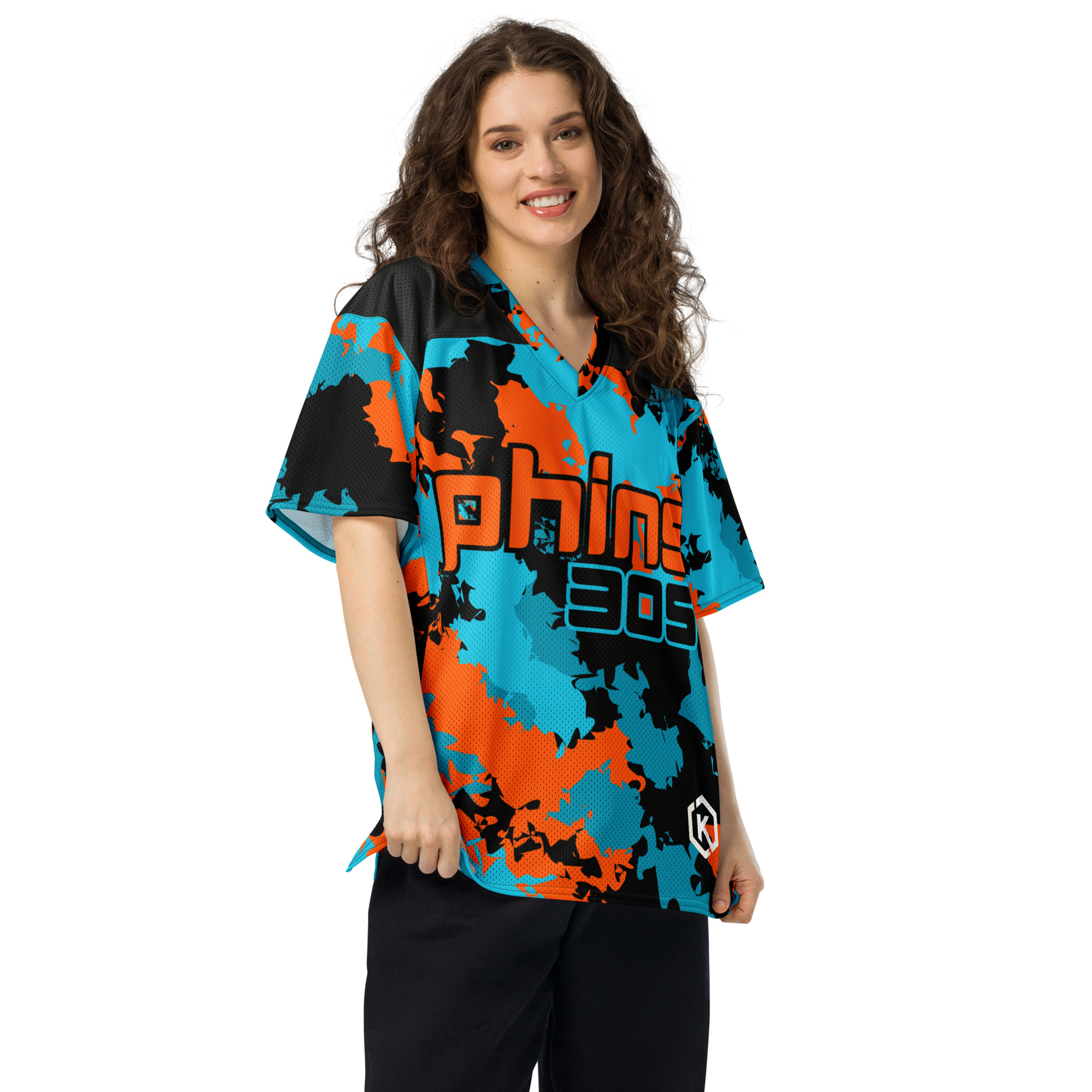 Kicxs Phins 305 Football Jersey - Aqua/Orange/Black 3