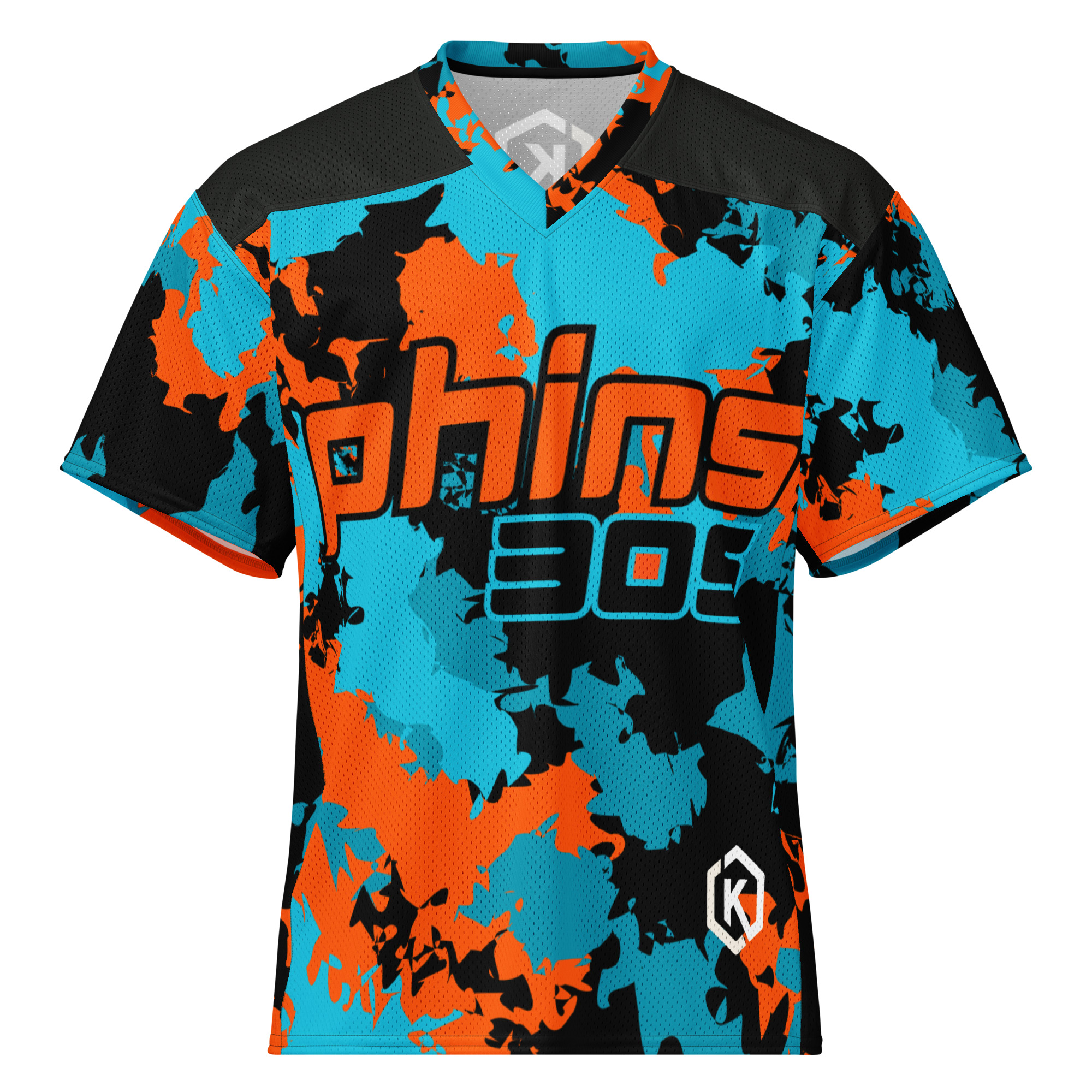 Kicxs Phins 305 Football Jersey - Aqua/Orange/Black 4