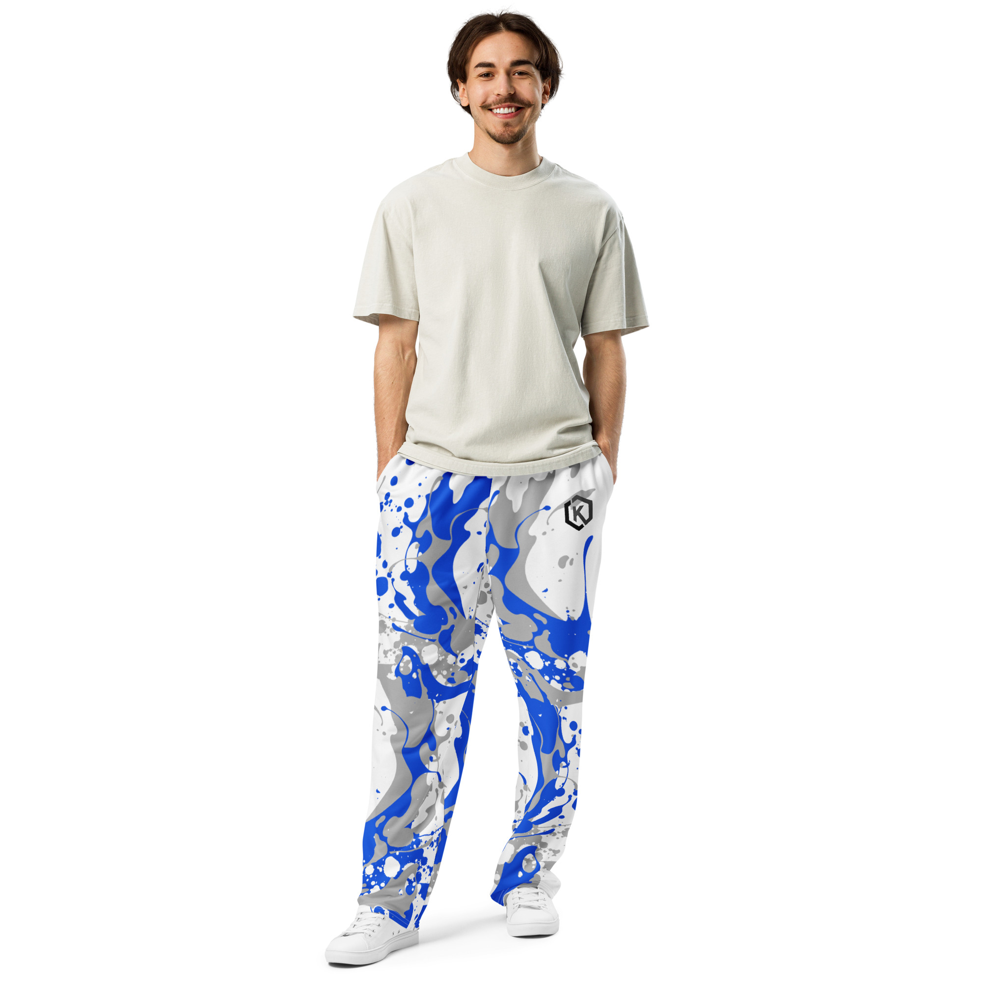 Kicxs Wide-Leg Joggers - Blue/Silver/White 2