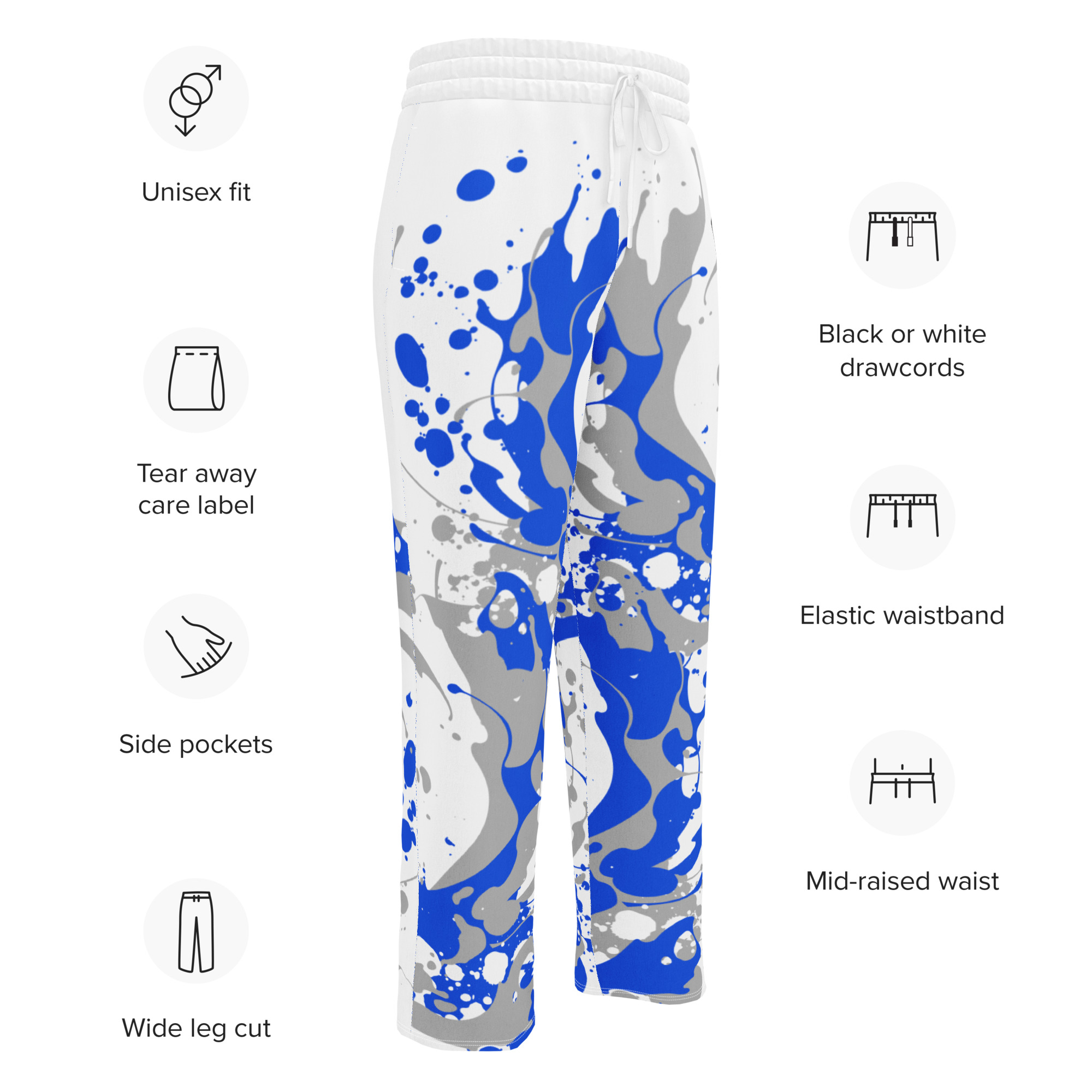 Kicxs Wide-Leg Joggers - Blue/Silver/White 4