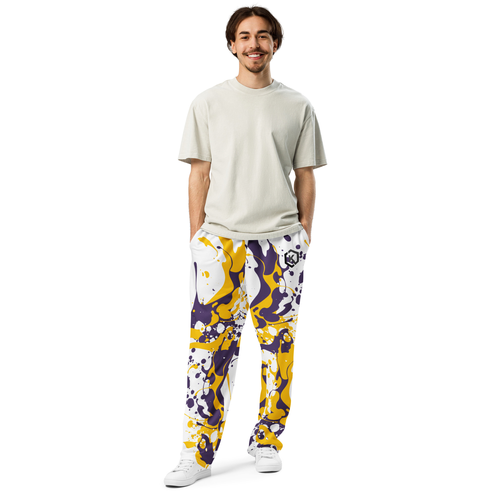 Kicxs Wide-Leg Joggers - Purple/Yellow/White 2