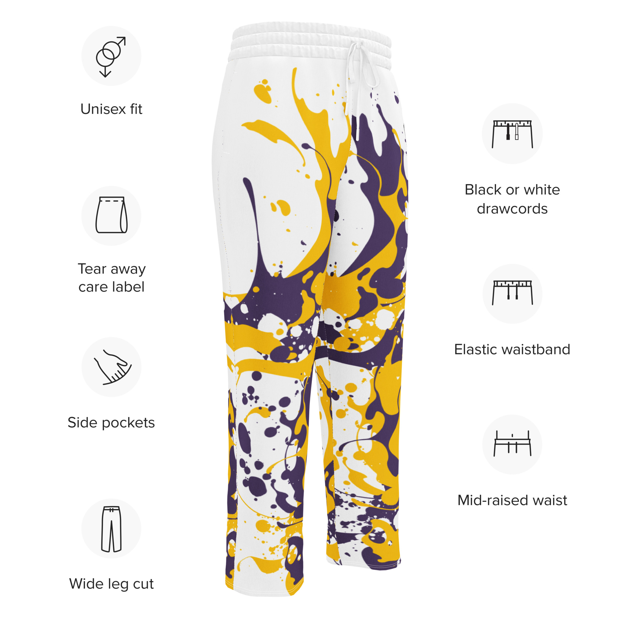 Kicxs Wide-Leg Joggers - Purple/Yellow/White 4