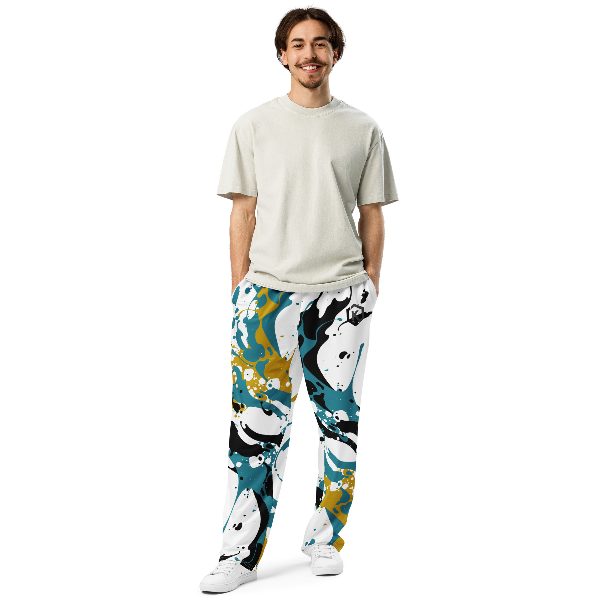 Kicxs Wide-Leg Joggers - Teal/Black/Gold