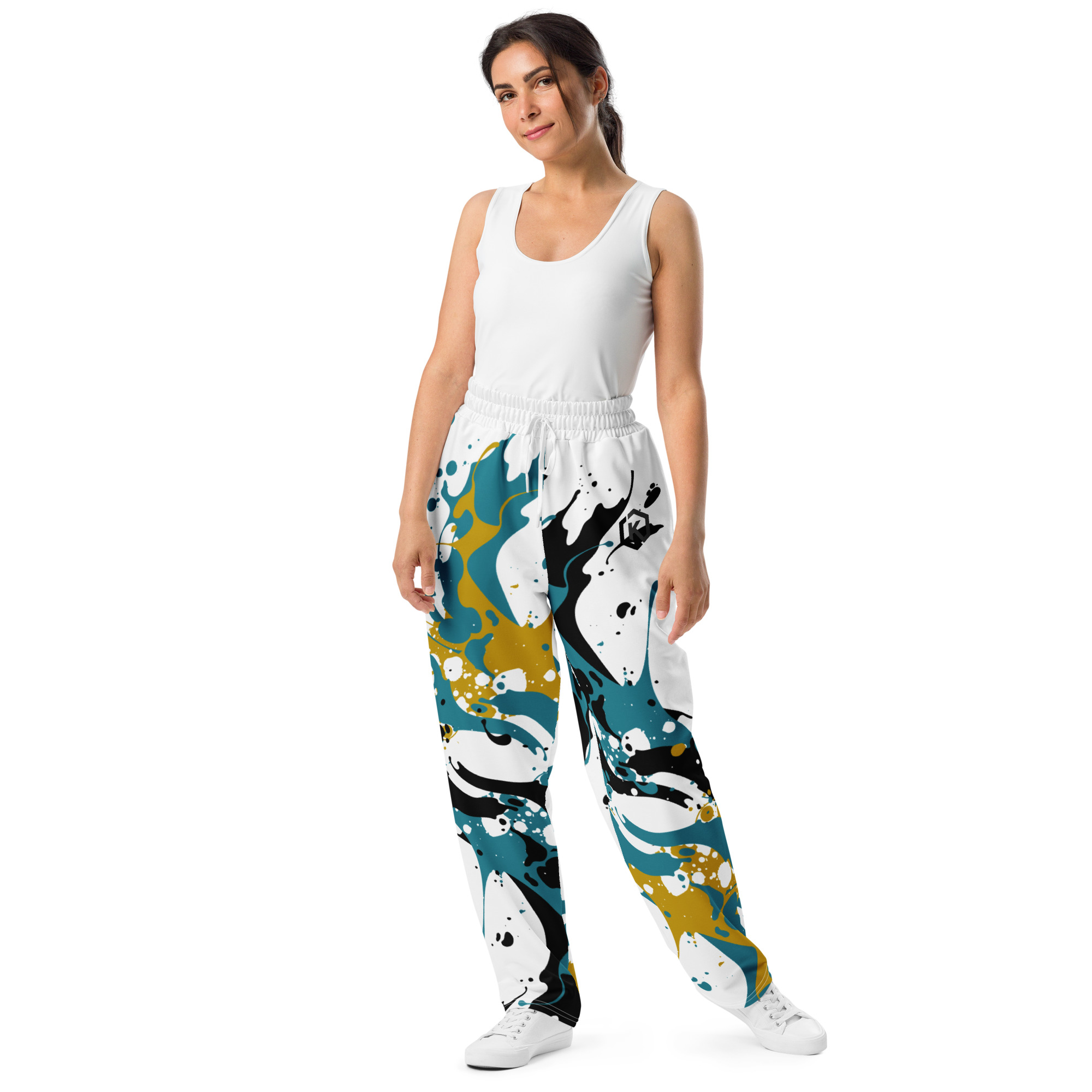Kicxs Wide-Leg Joggers - Teal/Black/Gold 2