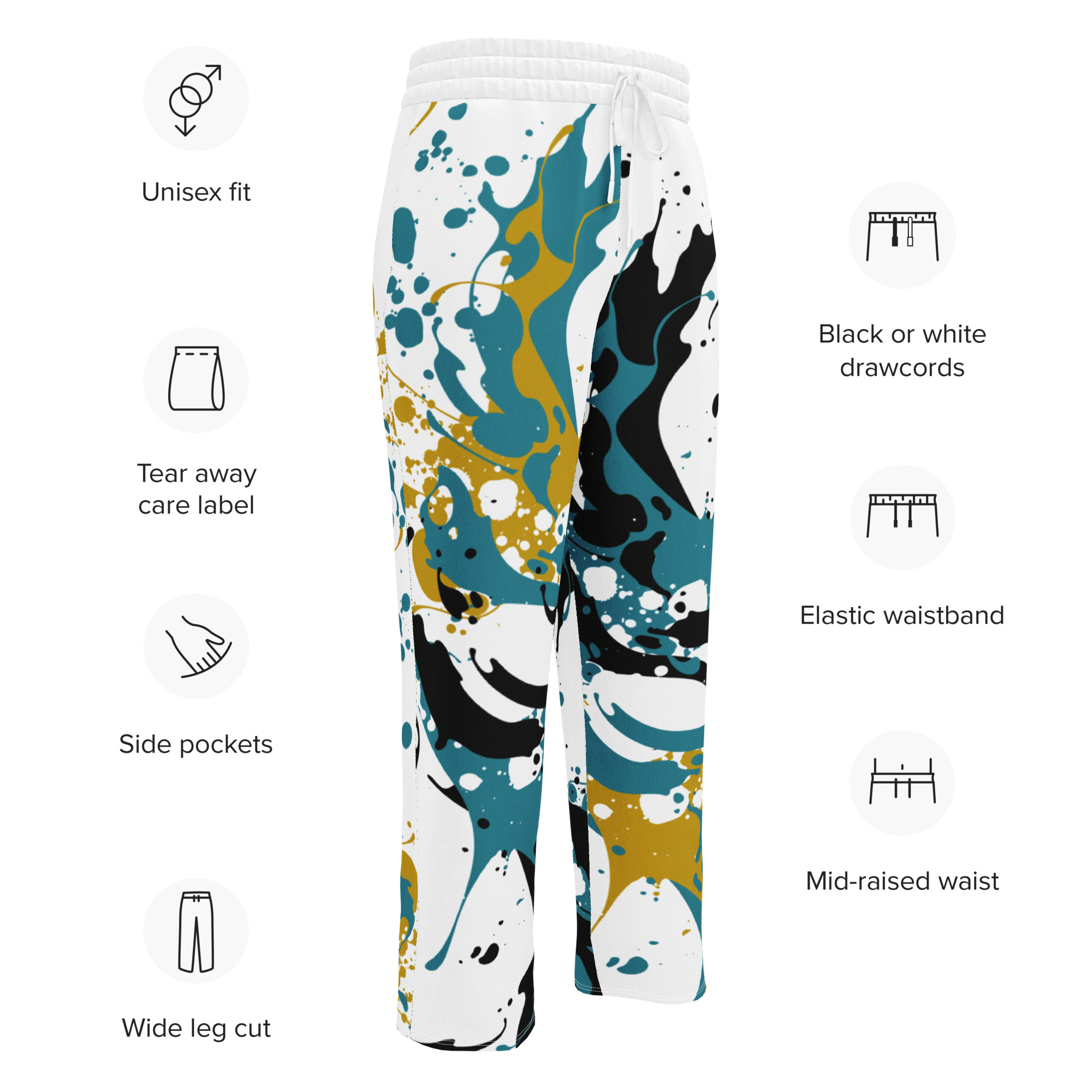 Kicxs Wide-Leg Joggers - Teal/Black/Gold 3