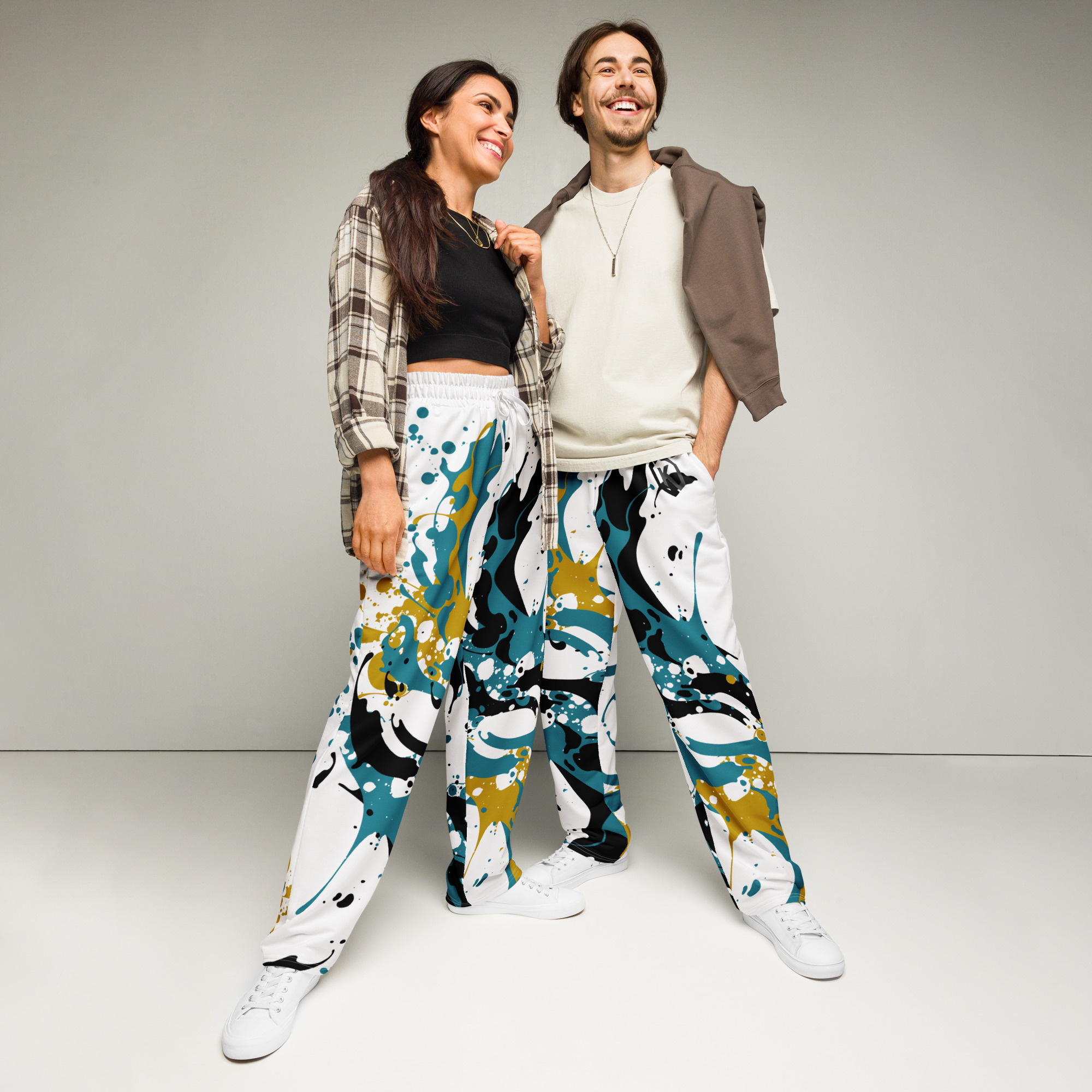 Kicxs Wide-Leg Joggers - Teal/Black/Gold 5