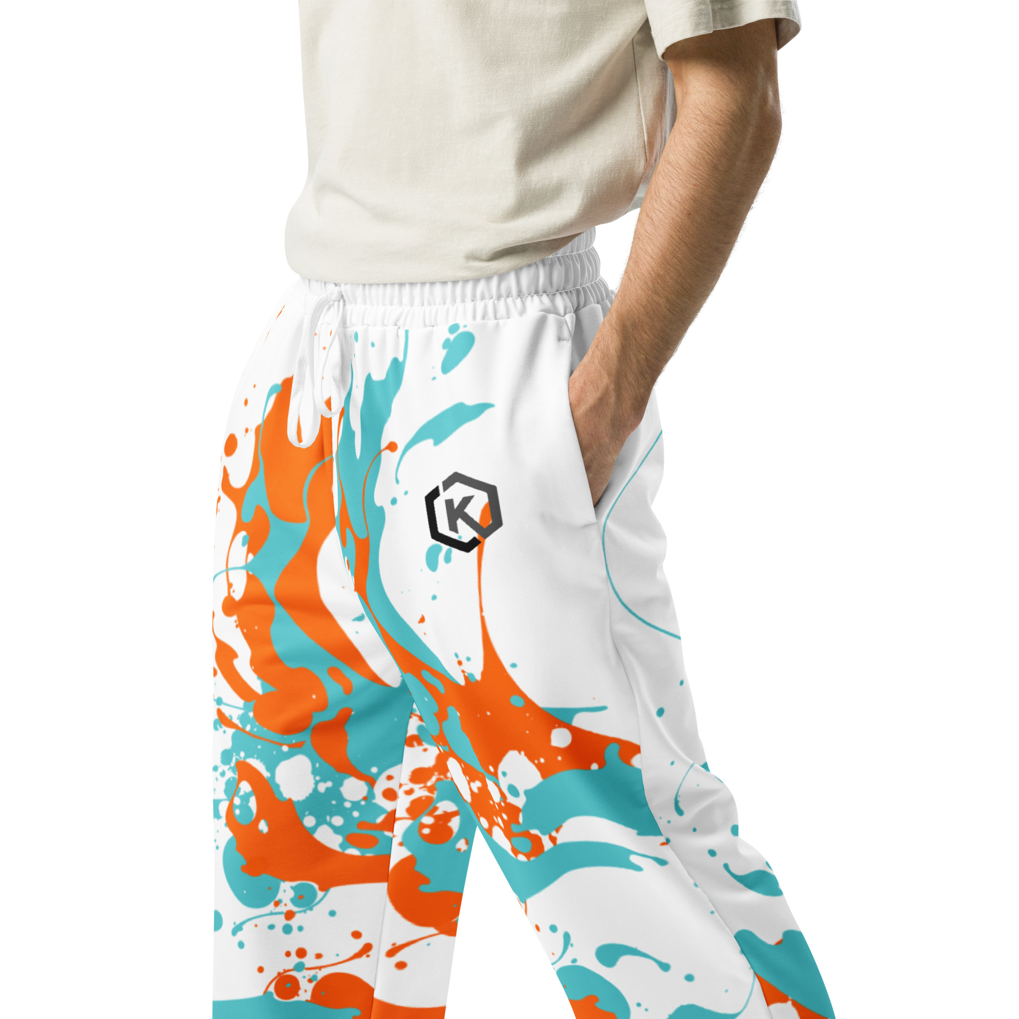 Kicxs Wide-Leg Joggers - Aqua/Orange/White 2