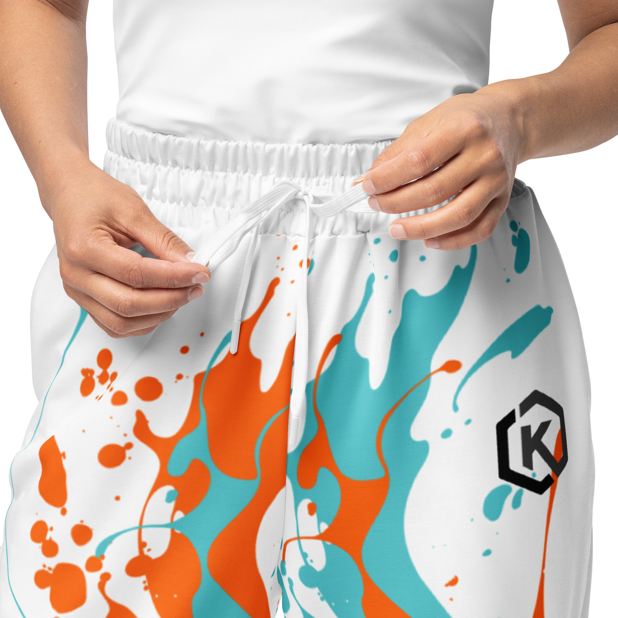 Kicxs Wide-Leg Joggers - Aqua/Orange/White 3