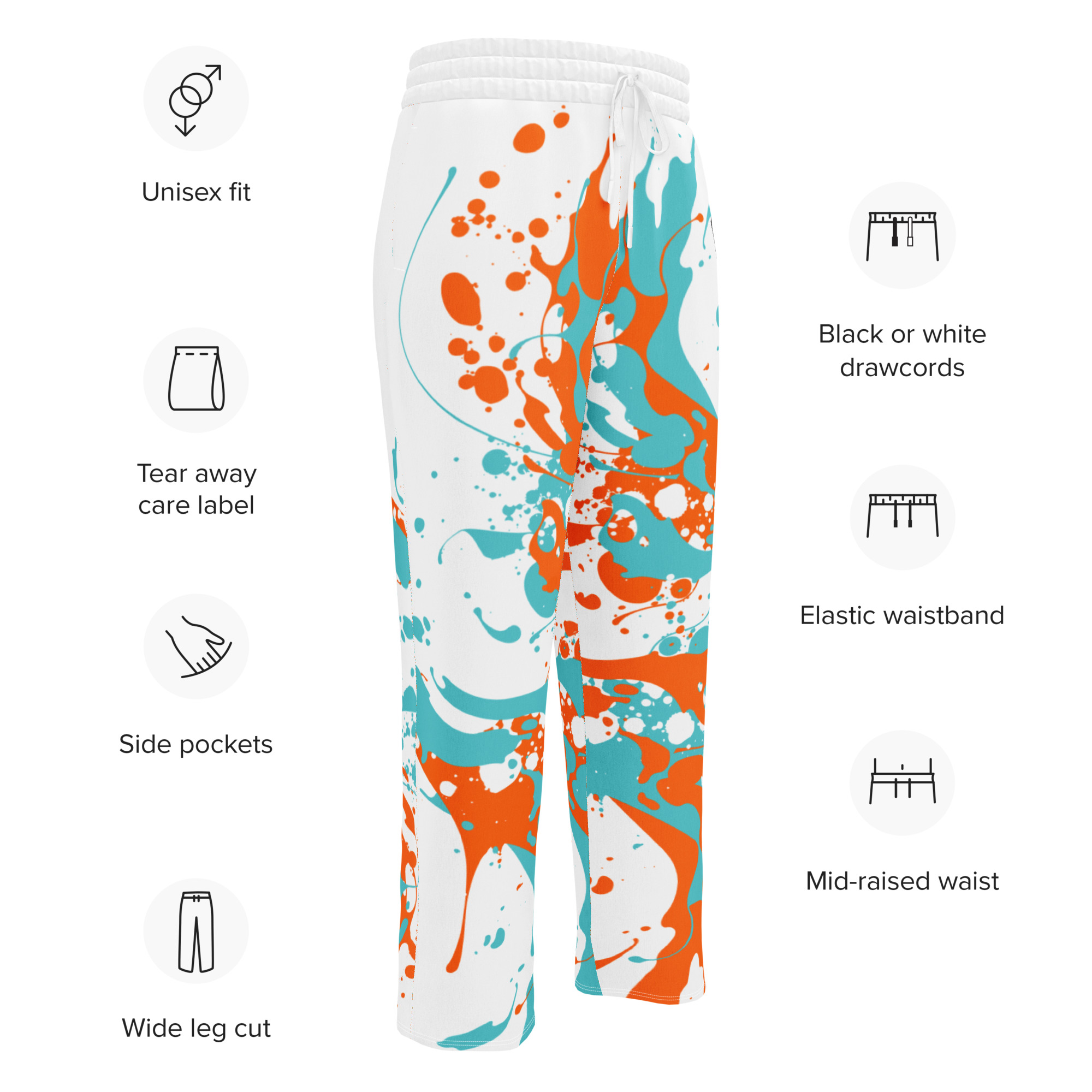 Kicxs Wide-Leg Joggers - Aqua/Orange/White 4