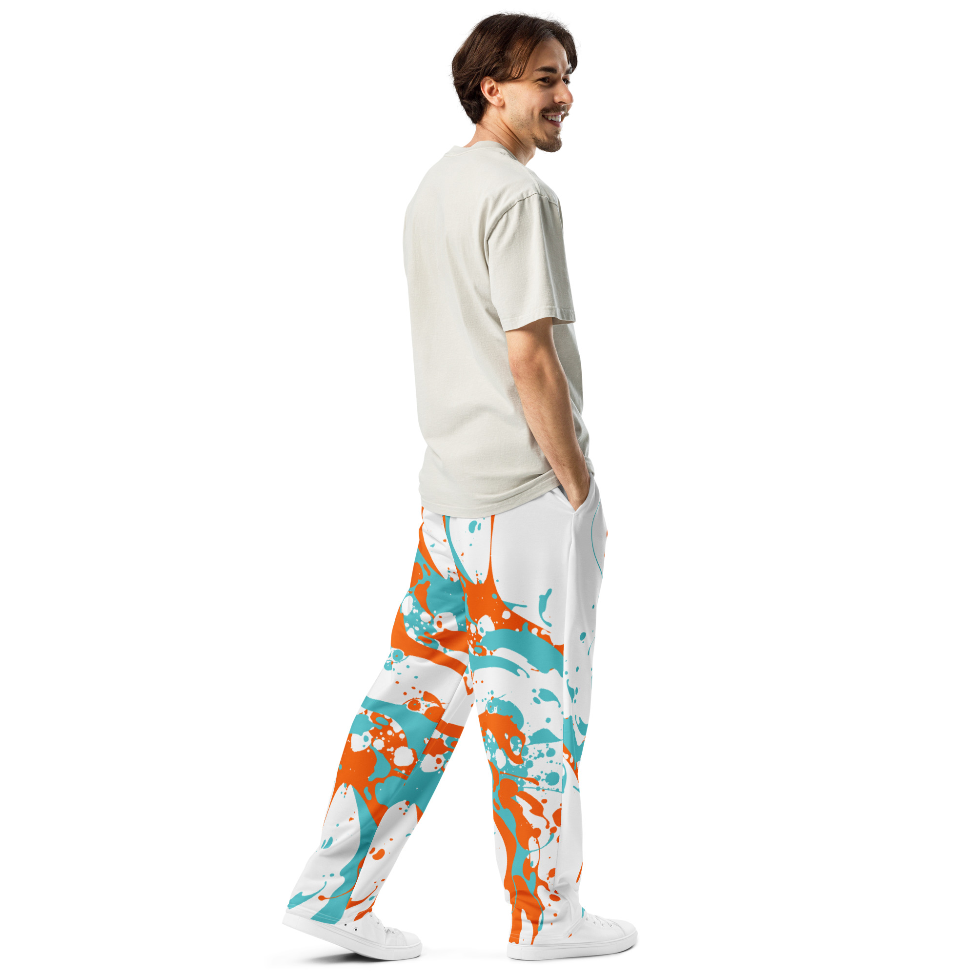 Kicxs Wide-Leg Joggers - Aqua/Orange/White 5