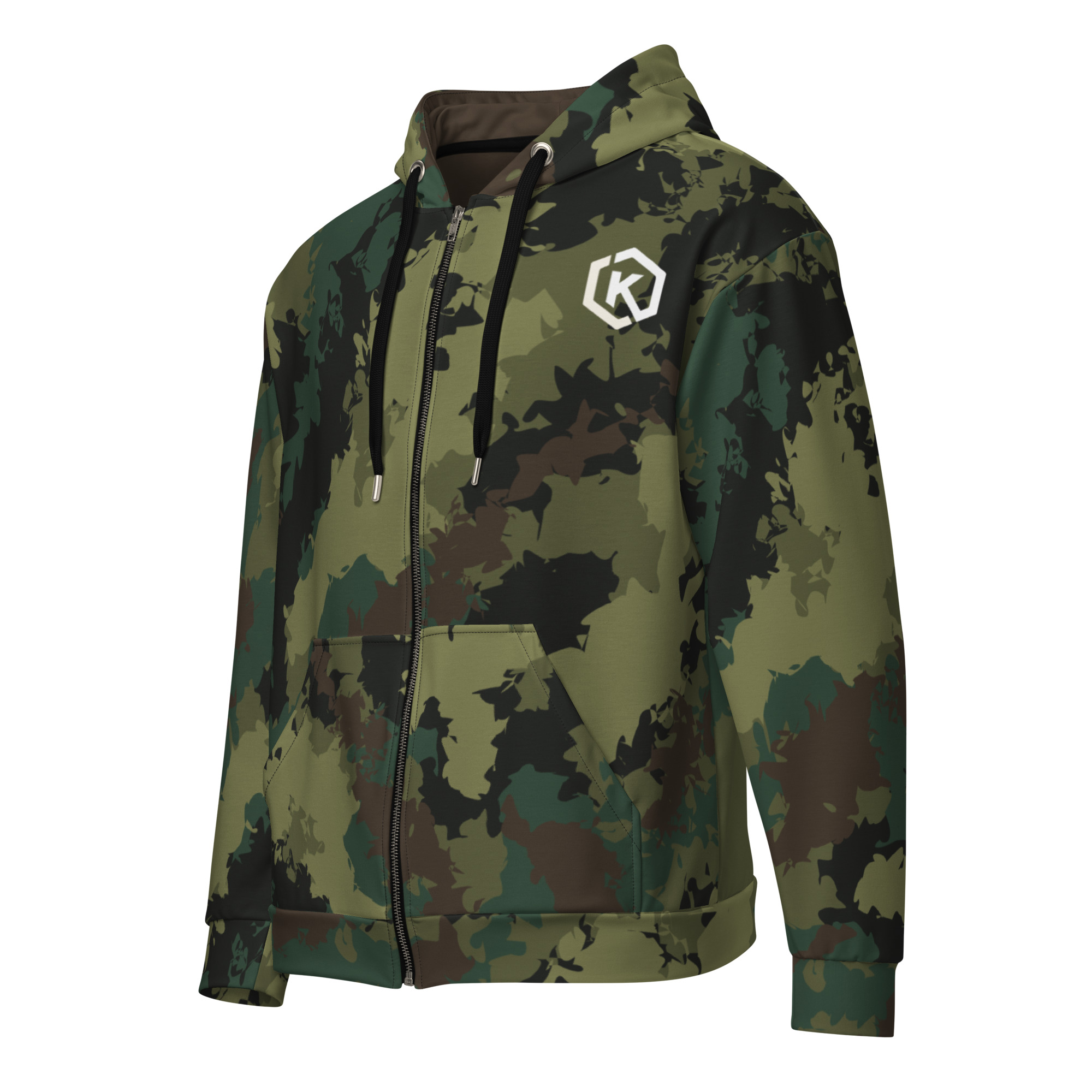 Kicxs Unisex Zip-Up Hoodie - Green Camo 3