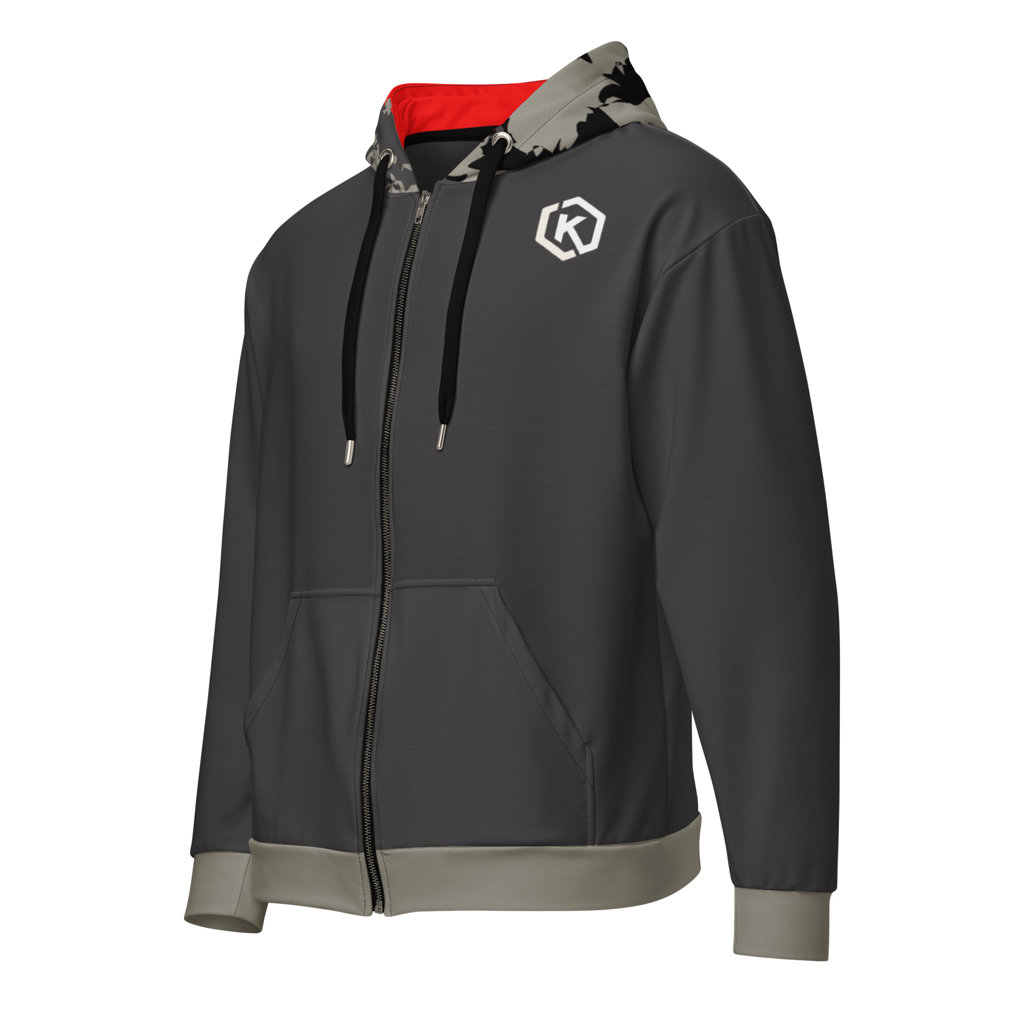 Kicxs Unisex Zip-Up Hoodie - Pewter/Tan 2