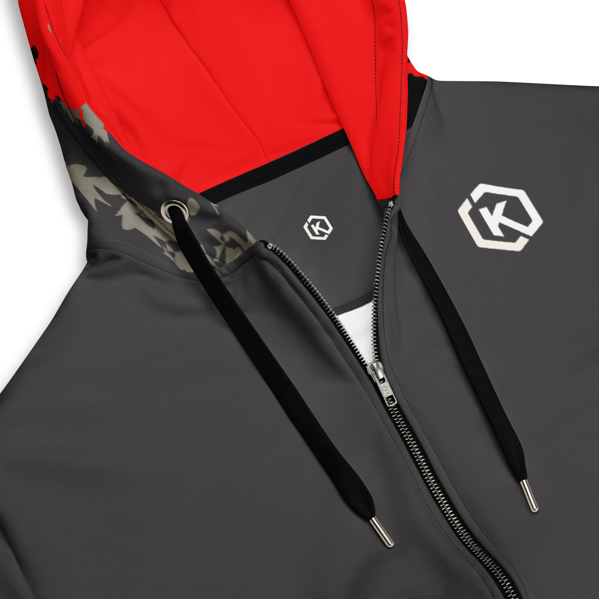 Kicxs Unisex Zip-Up Hoodie - Pewter/Tan 4