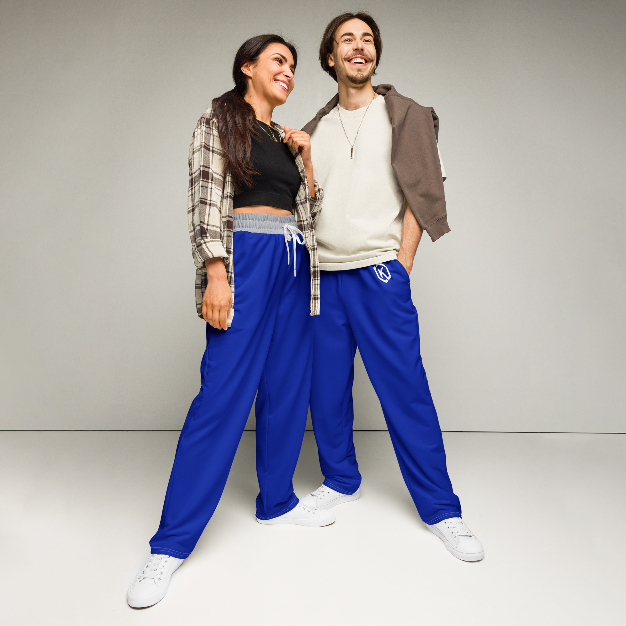Kicxs Wide-Leg Joggers - Blue/Silver