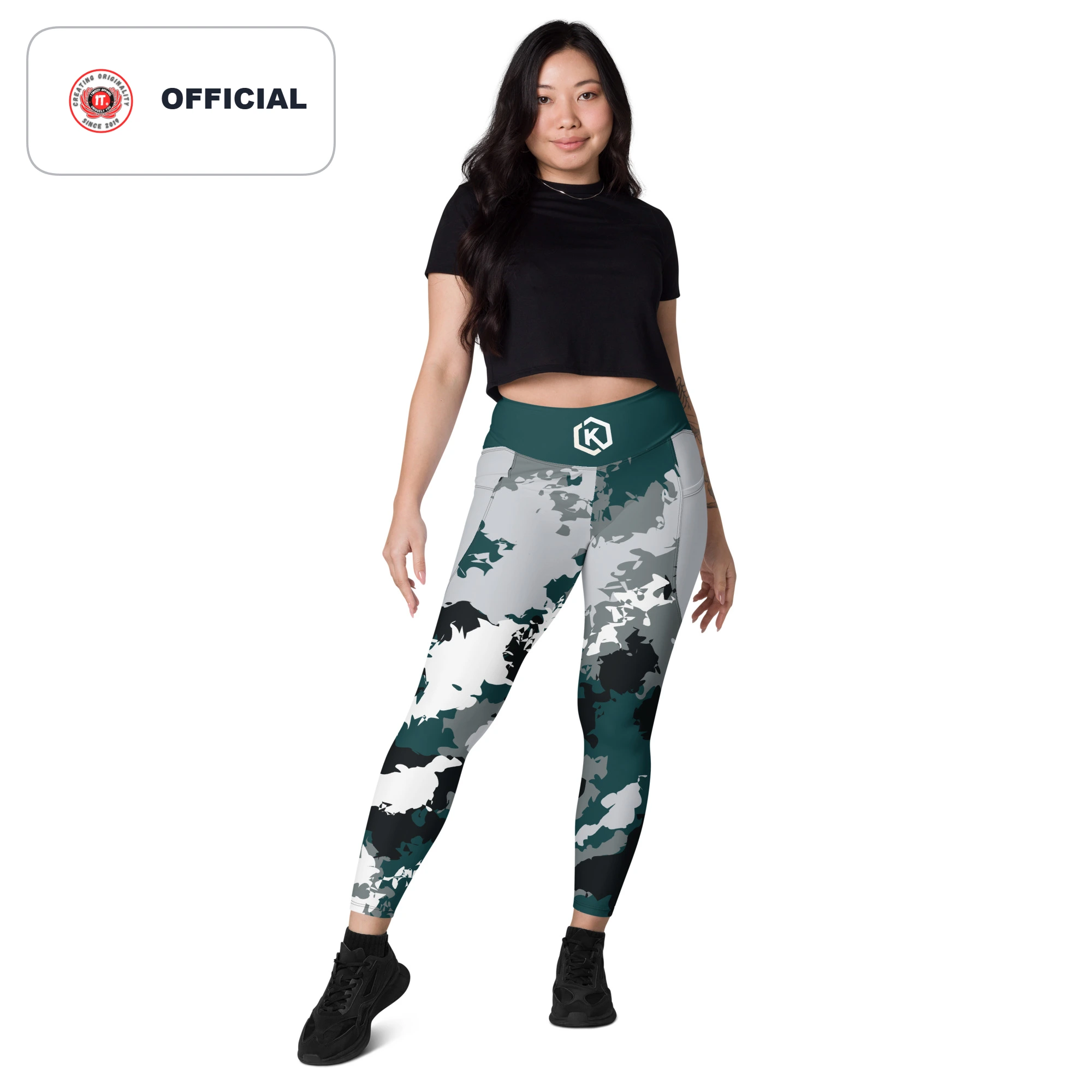 Kicxs Leggings With Pockets - Hunter Green/Silver/White Camo