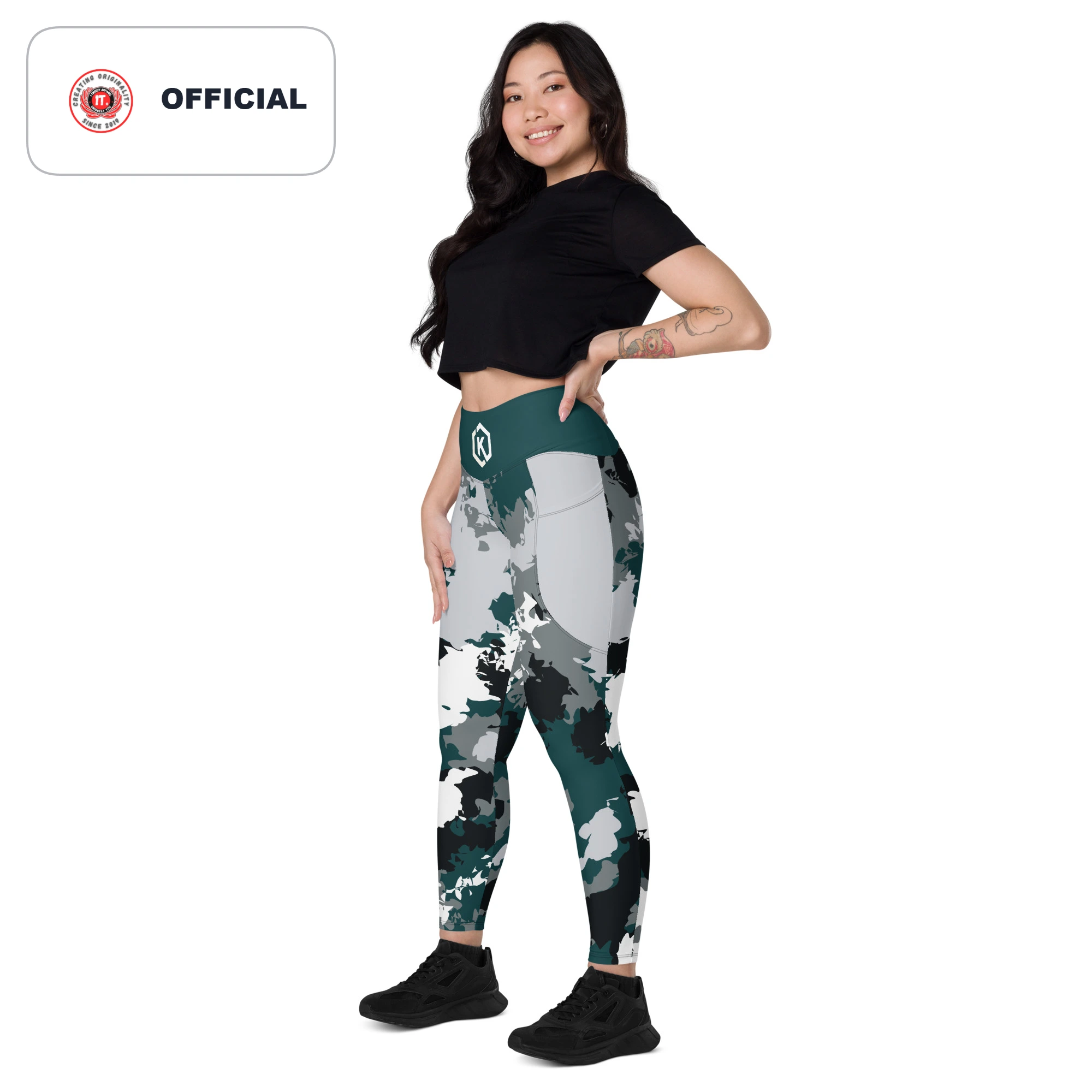 Kicxs Leggings With Pockets - Hunter Green/Silver/White Camo 4