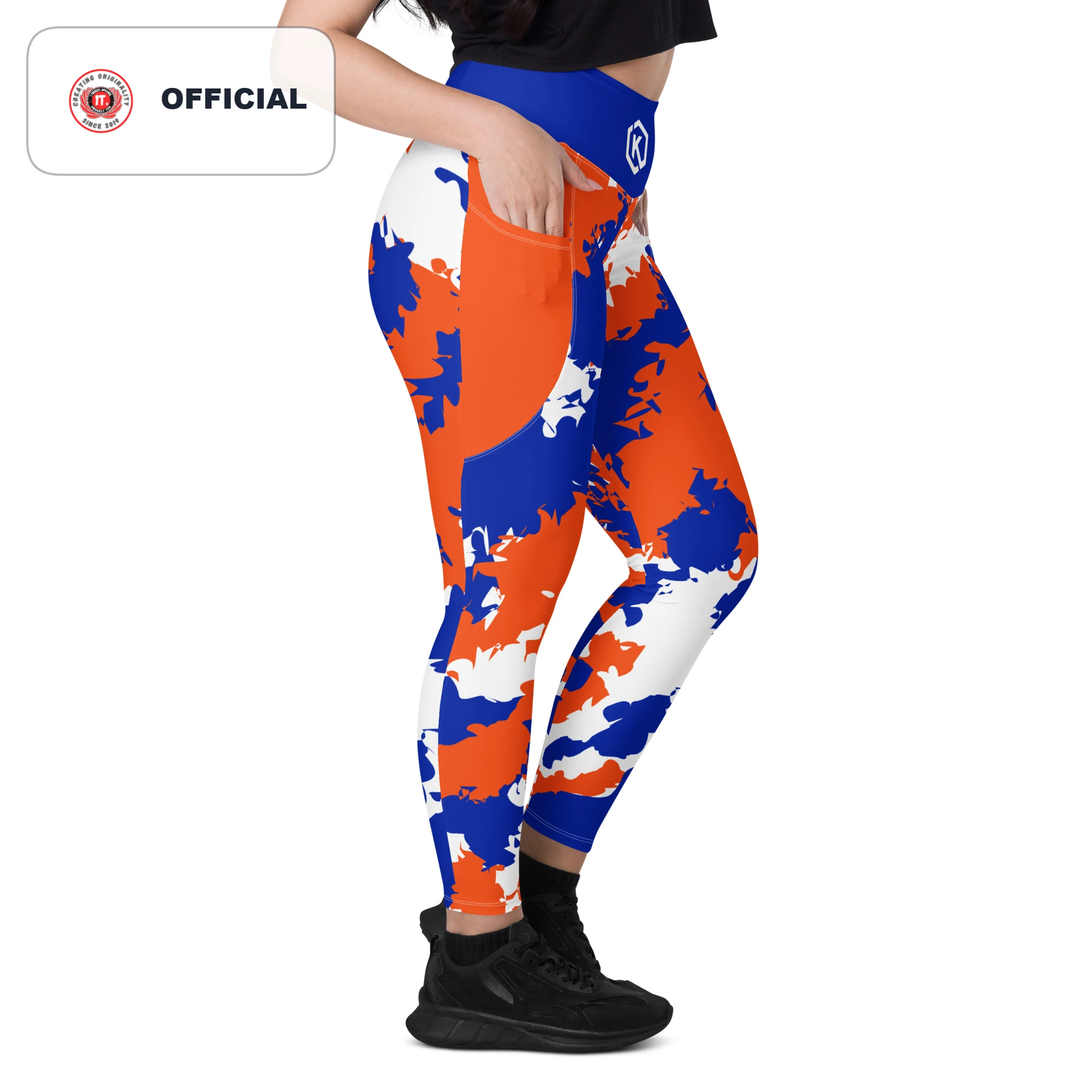 Kicxs Leggings With Pockets - Blue/Orange/White Camo 2