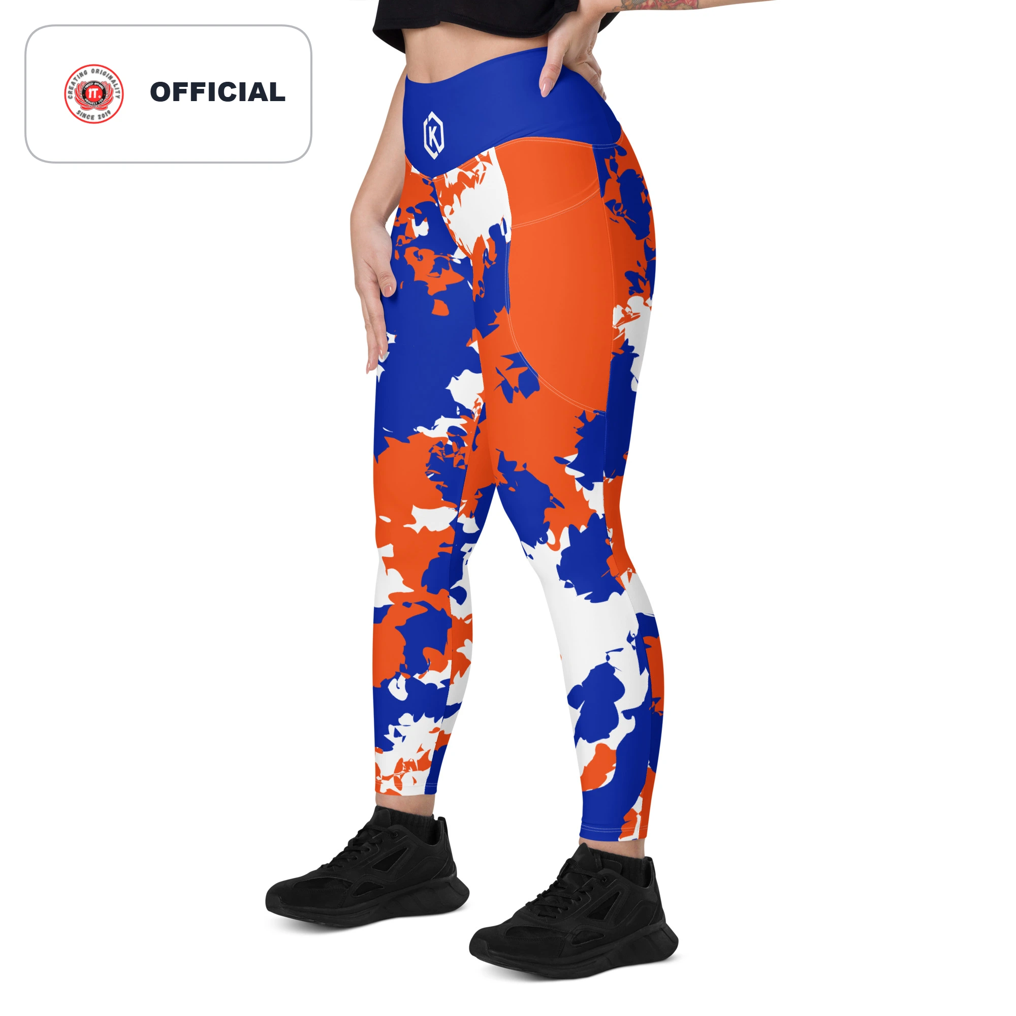 Kicxs Leggings With Pockets - Blue/Orange/White Camo 3