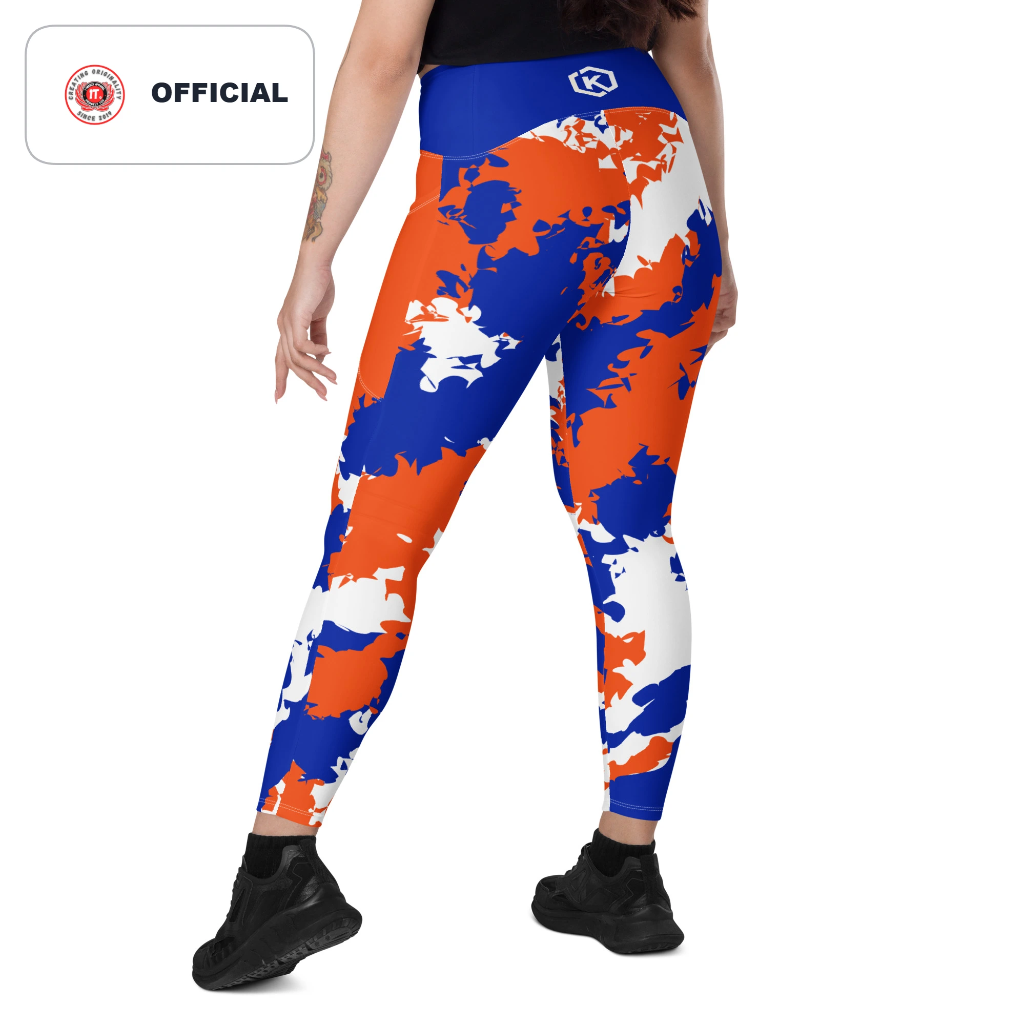 Kicxs Leggings With Pockets - Blue/Orange/White Camo 4