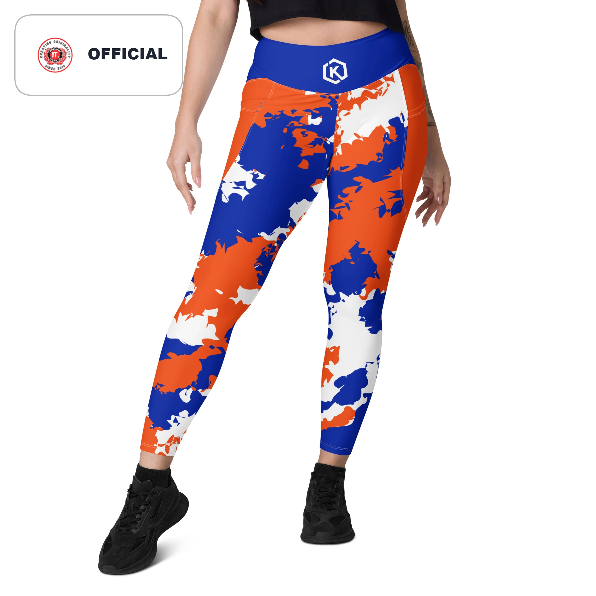 Kicxs Leggings With Pockets - Blue/Orange/White Camo 5