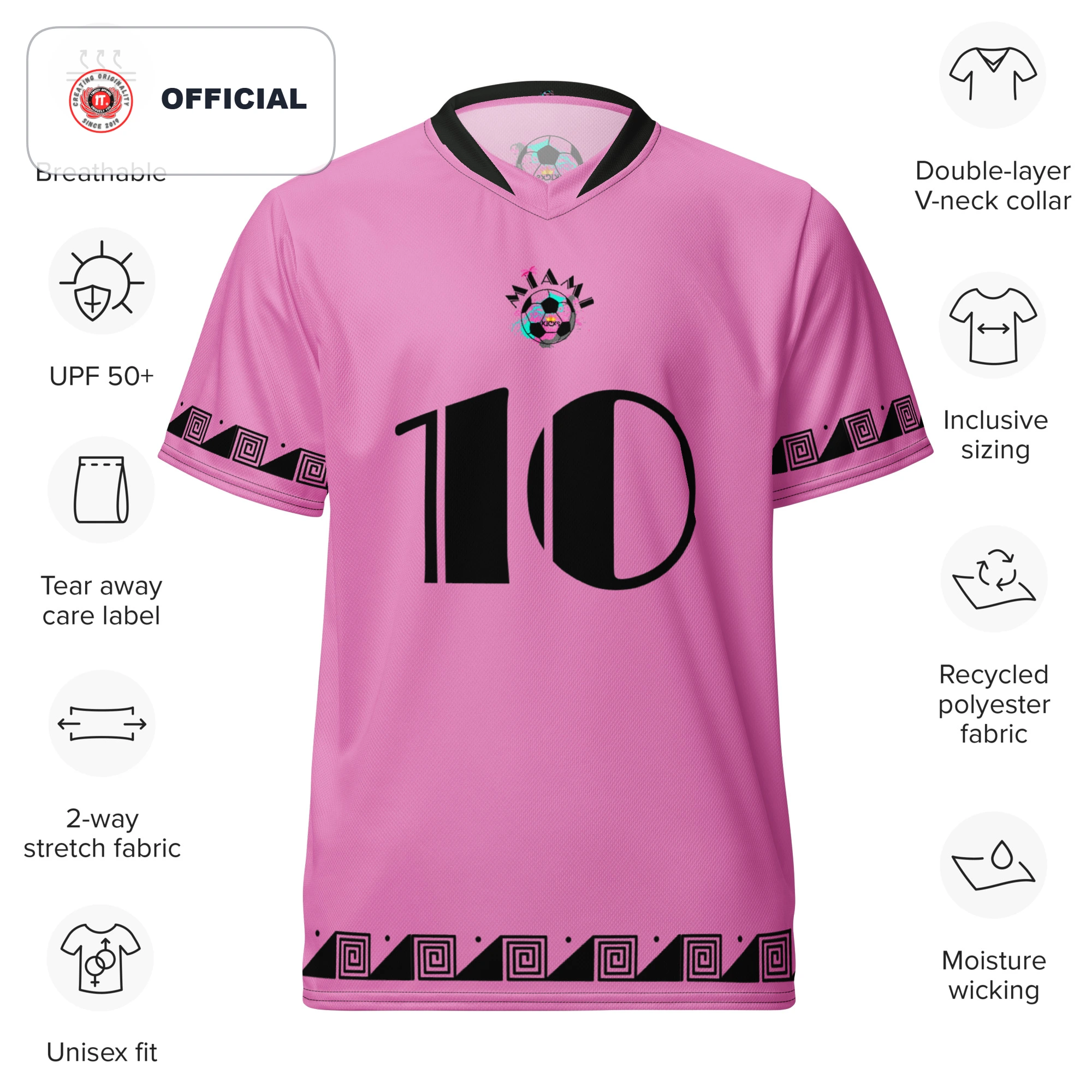 Kicxs Miami Soccer Unisex Sports Jersey - Pink/Black 4