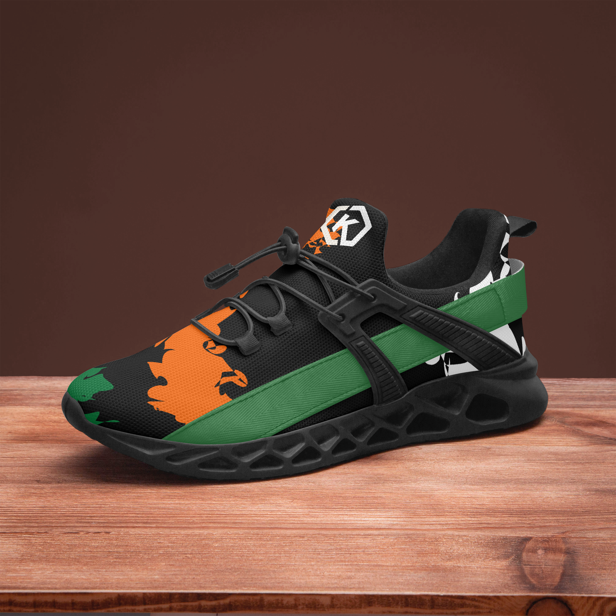 Kicxs Hurricanes Unisex Mesh Running Shoes - Green/Orange/Black