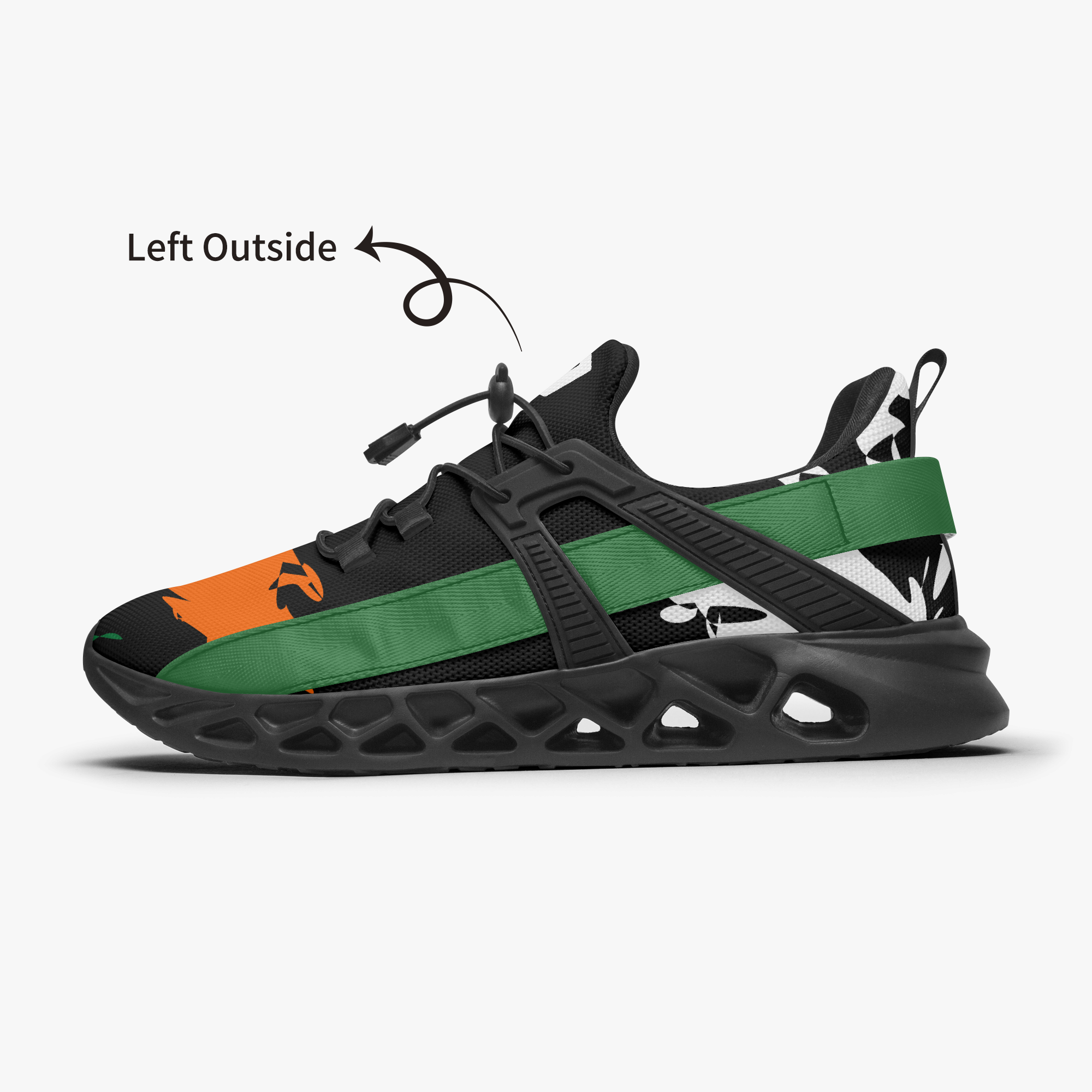Kicxs Hurricanes Unisex Mesh Running Shoes - Green/Orange/Black 3