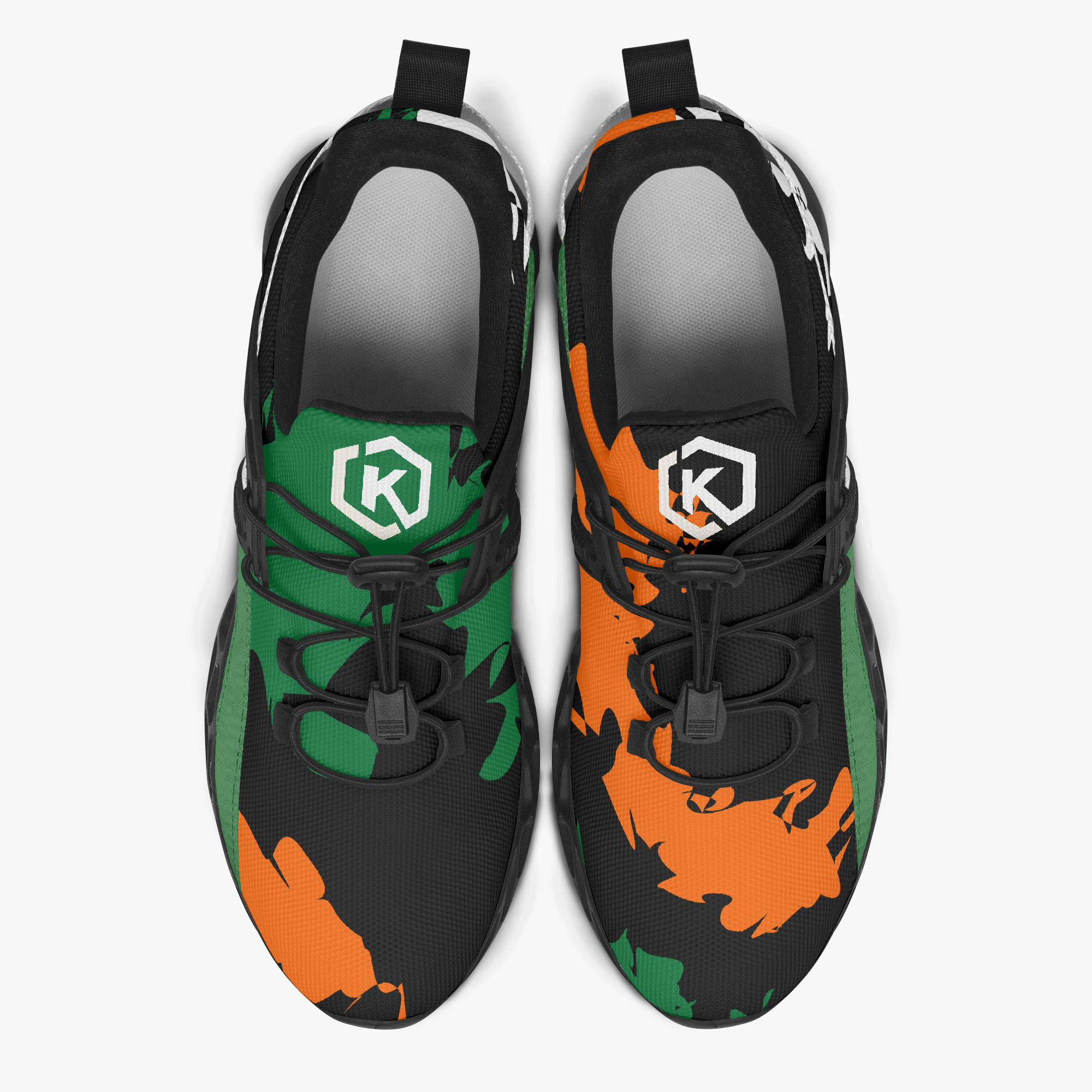 Kicxs Hurricanes Unisex Mesh Running Shoes - Green/Orange/Black 4