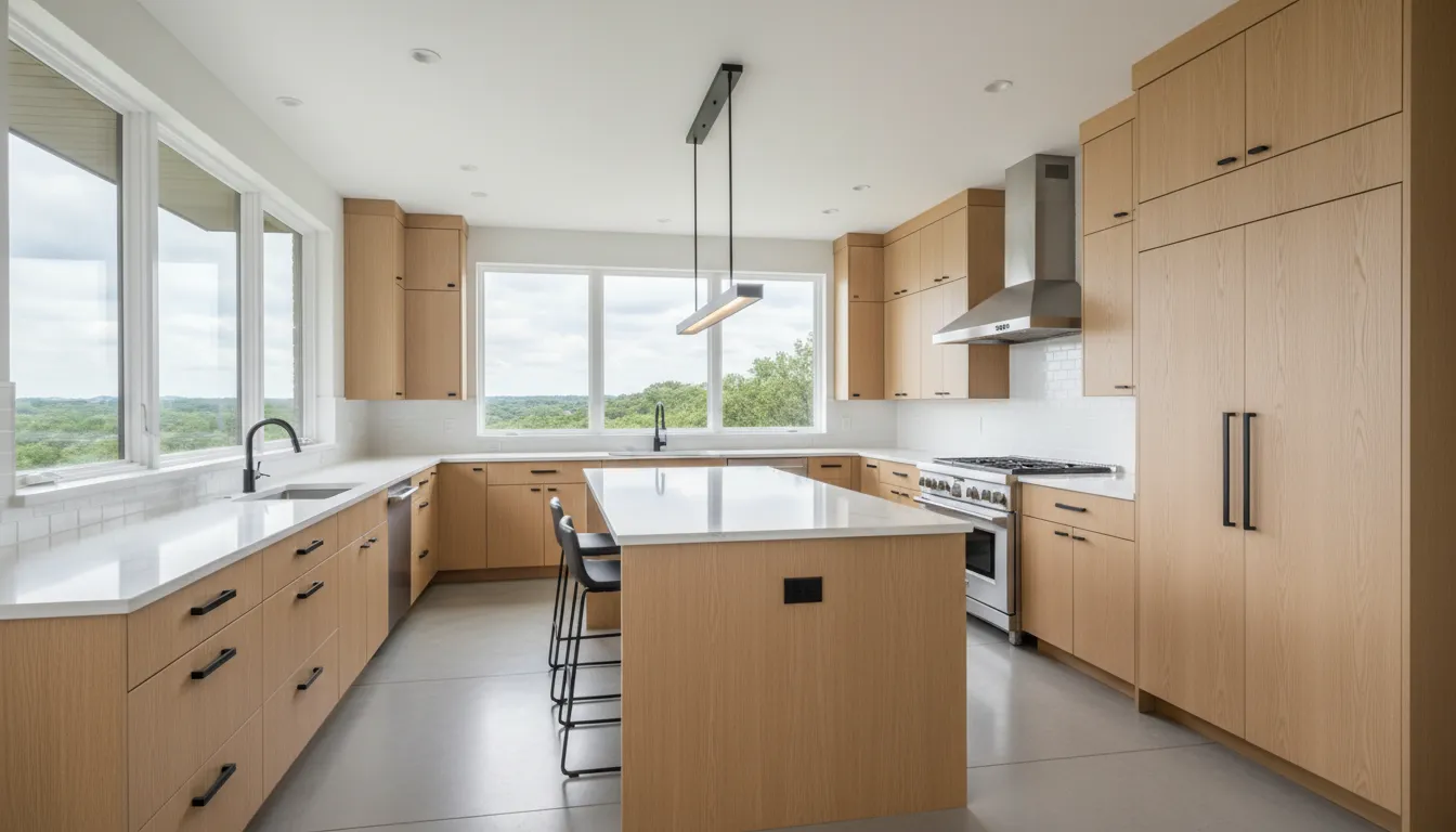 High-end kitchen cabinet refacing in a West Lake Hills luxury residence showcasing architectural integrity.