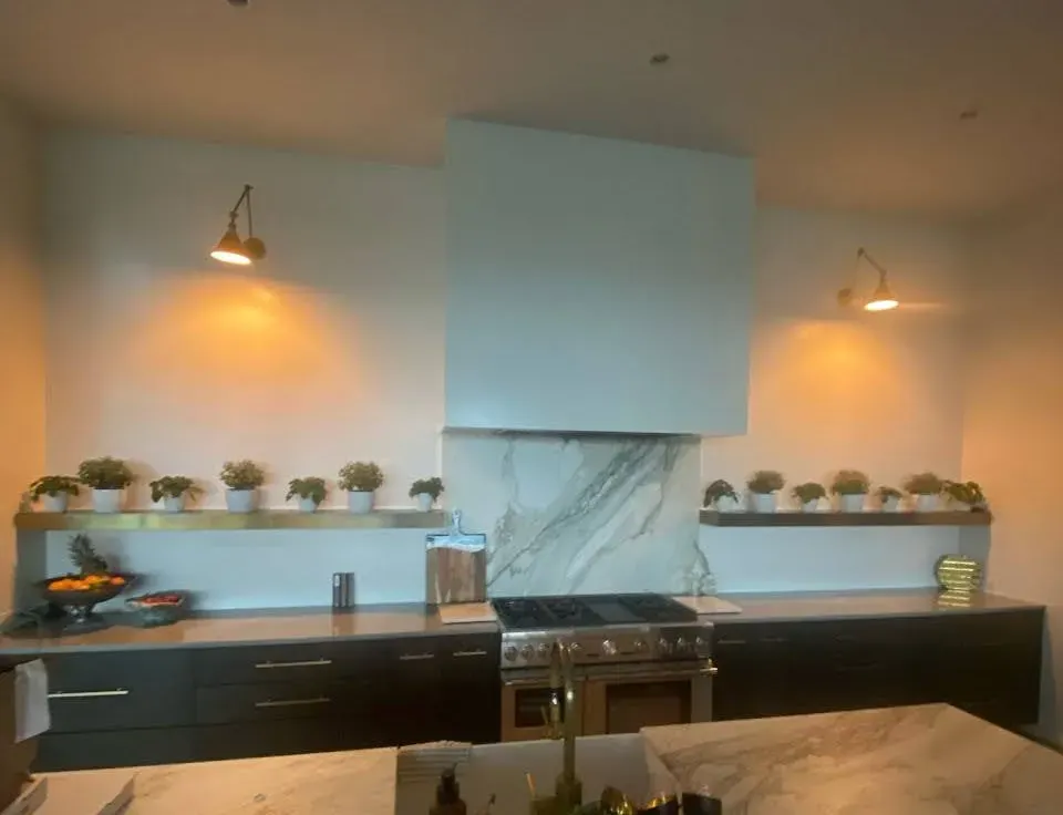 Walnut paneled wall in Westlake kitchen - Detail 3